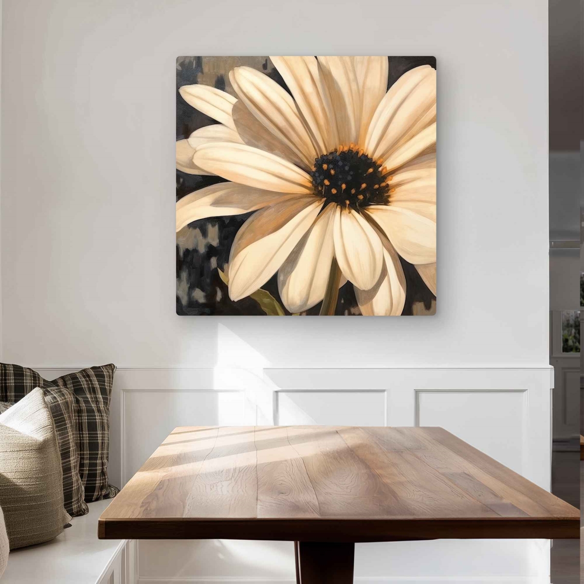 C1MP3232G9IYE3 32 x 32 in. Open Daisy - Floral Black Metal Print Wall Art for Home Decor