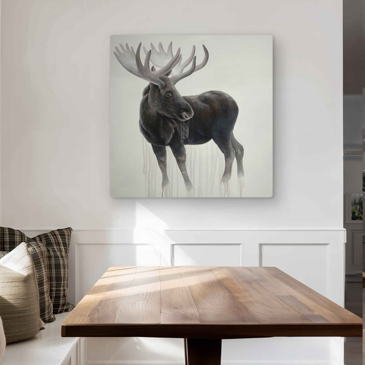 C1MP3232RU4RKV 32 x 32 in. Bull Moose Metal Print Wall Art - Unique Deer Home Decor Art