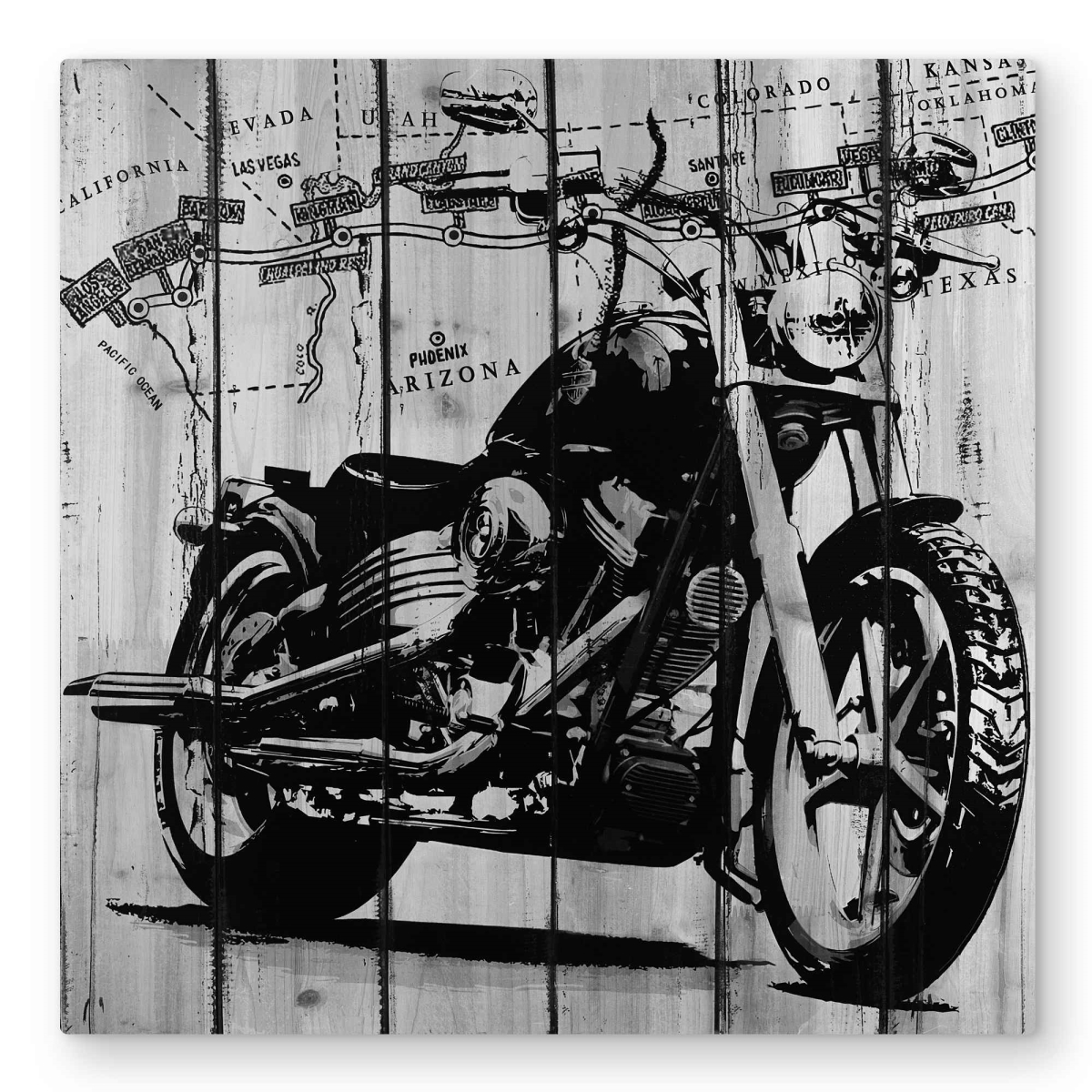 C1MP3232X271C9 32 x 32 in. Gray Motorcycle Metal Print Wall Art - Black & Gray Home Decor