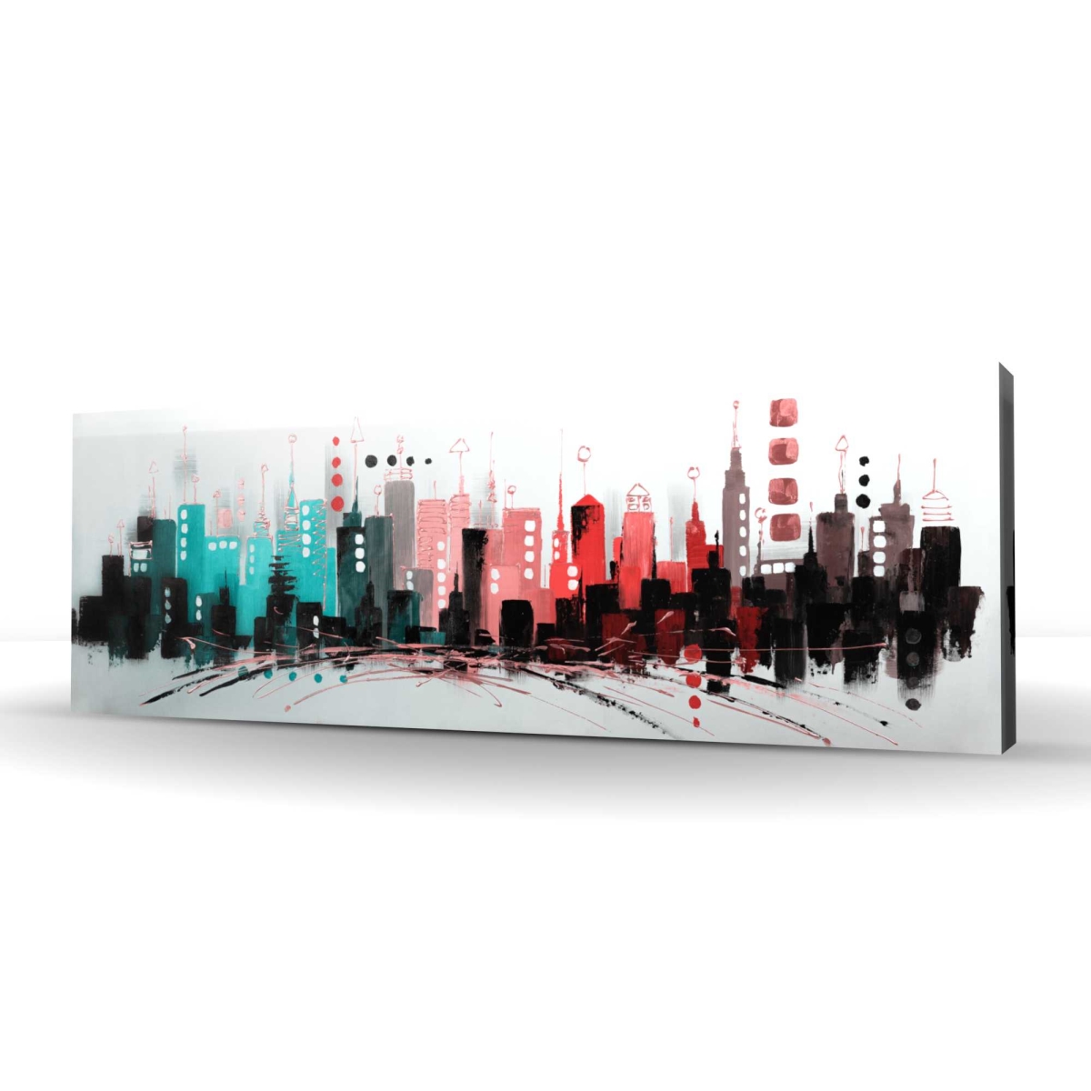C1RC2060NCX6A8 20 x 60 in. Cityscape with Rose Gold Colors - Contemporary Shapes Canvas