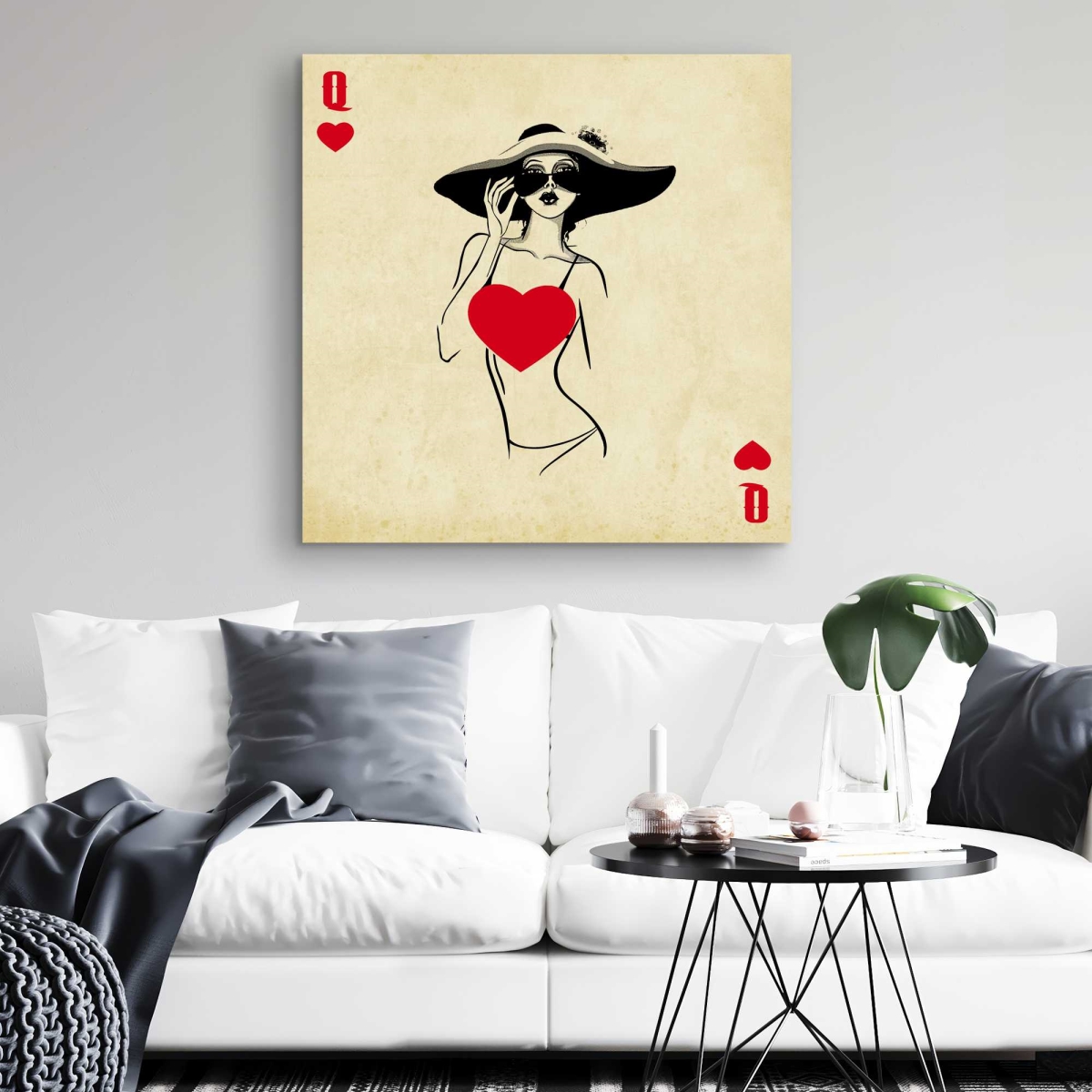 C1RC323210LPH5 32 x 32 in. Queen of Hearts - Sepia Black Canvas for Home Decor