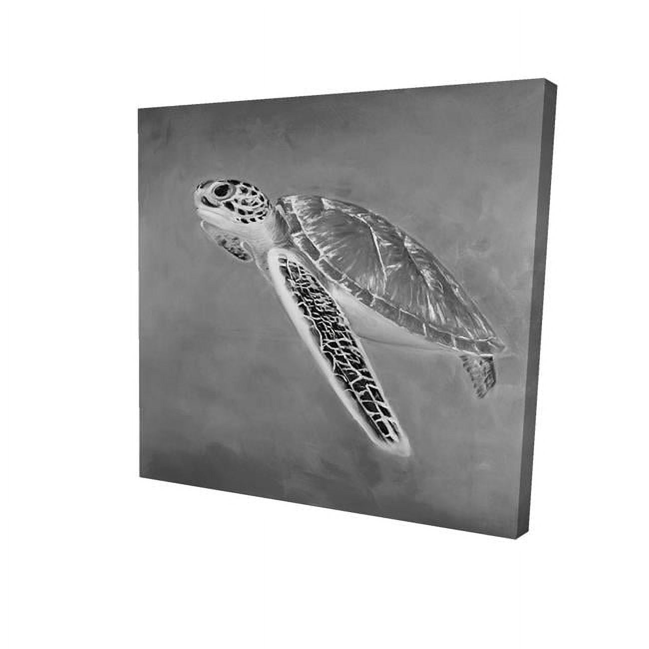 8 x 8 in. Greyscale Sea Turtle-Print on Canvas