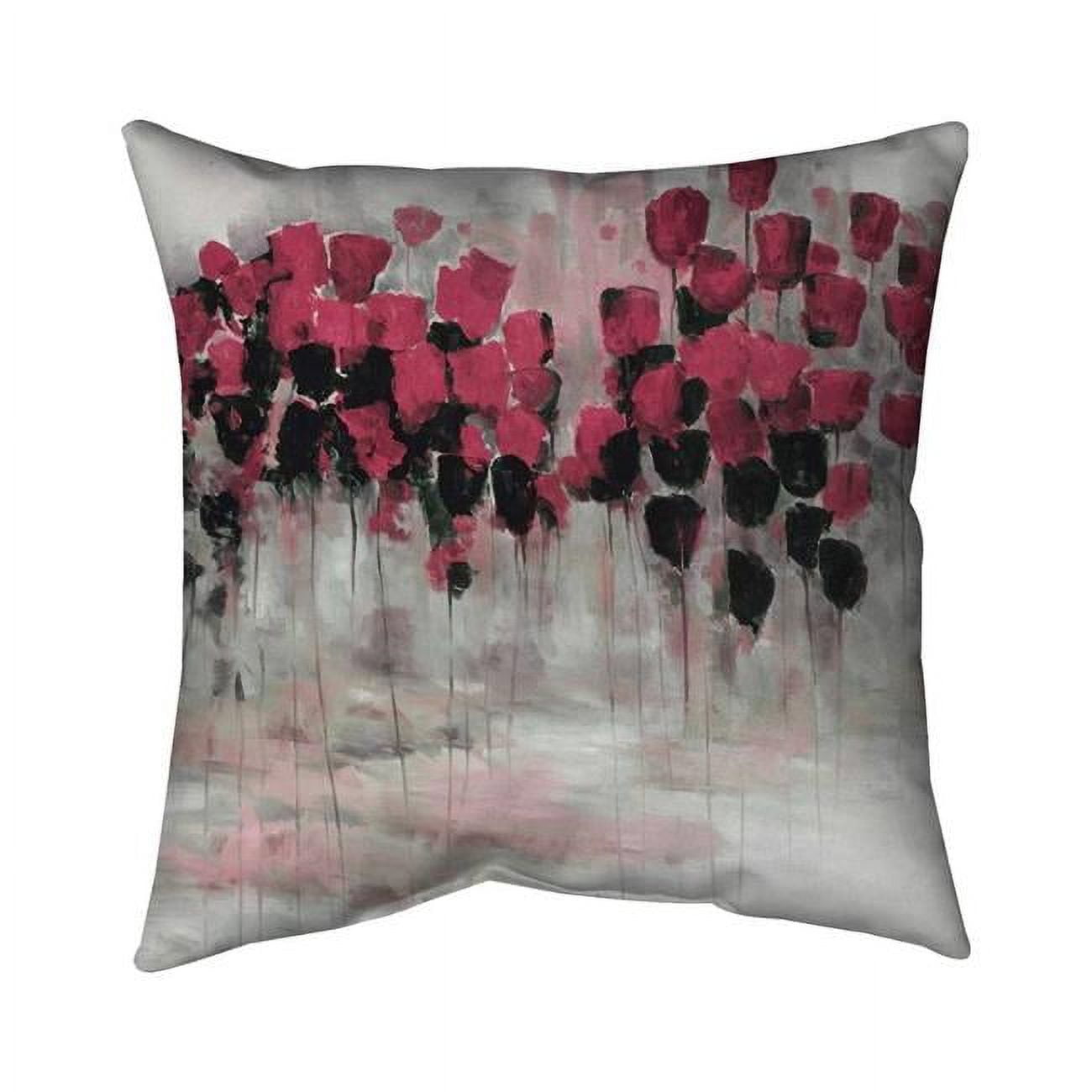 Picture of Begin Home Decor 5542-1616-AB24-1 16 x 16 in. Pink & Black Flowers Field-Double Sided Print Outdoor Pillow Cover