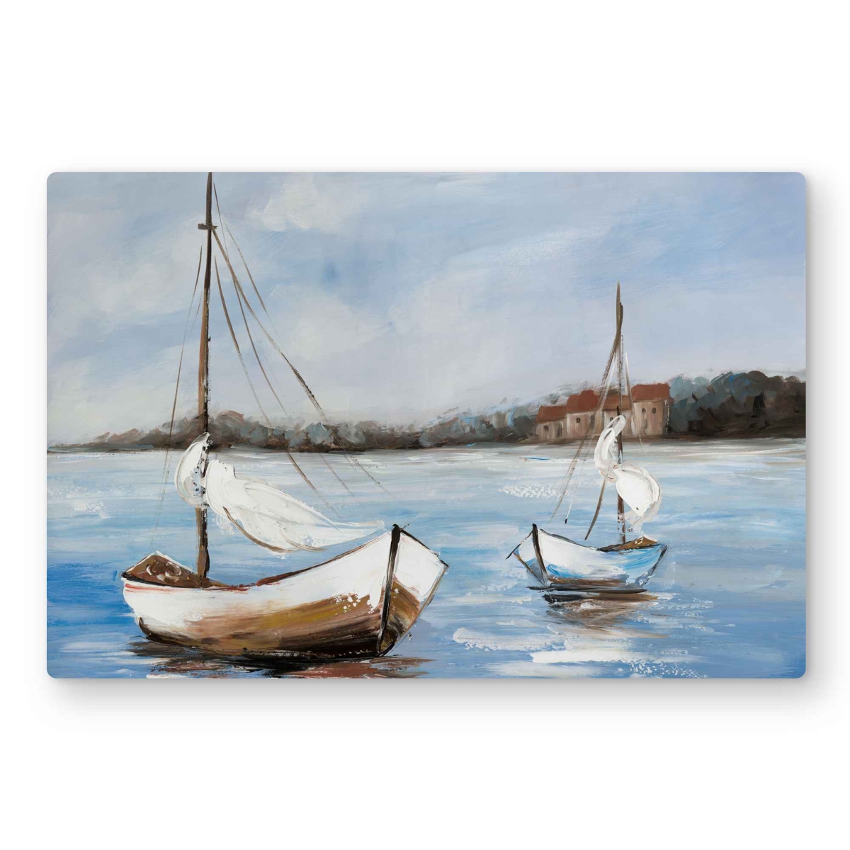 C1MP2436WA62JK 24 x 36 in. Two Boats on the Water - Metal Print Wall Art - Travel Art