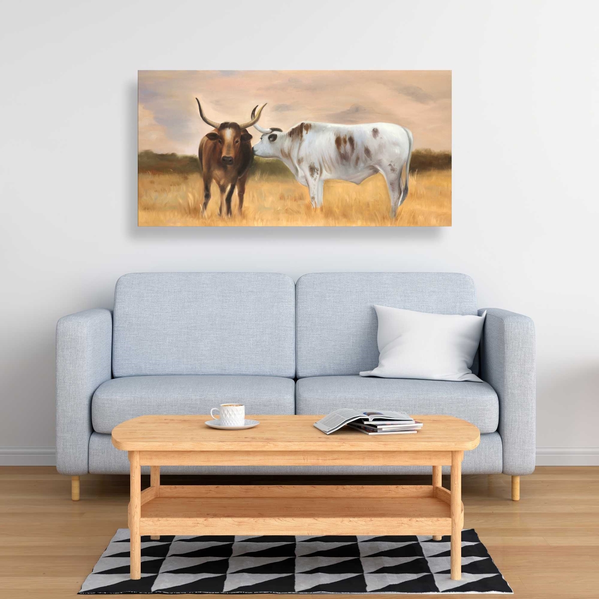 C1RC2448PCRDVS 24 x 48 in. Nguni Herd - Cow Western Canvas for Home Decor - Unique Art
