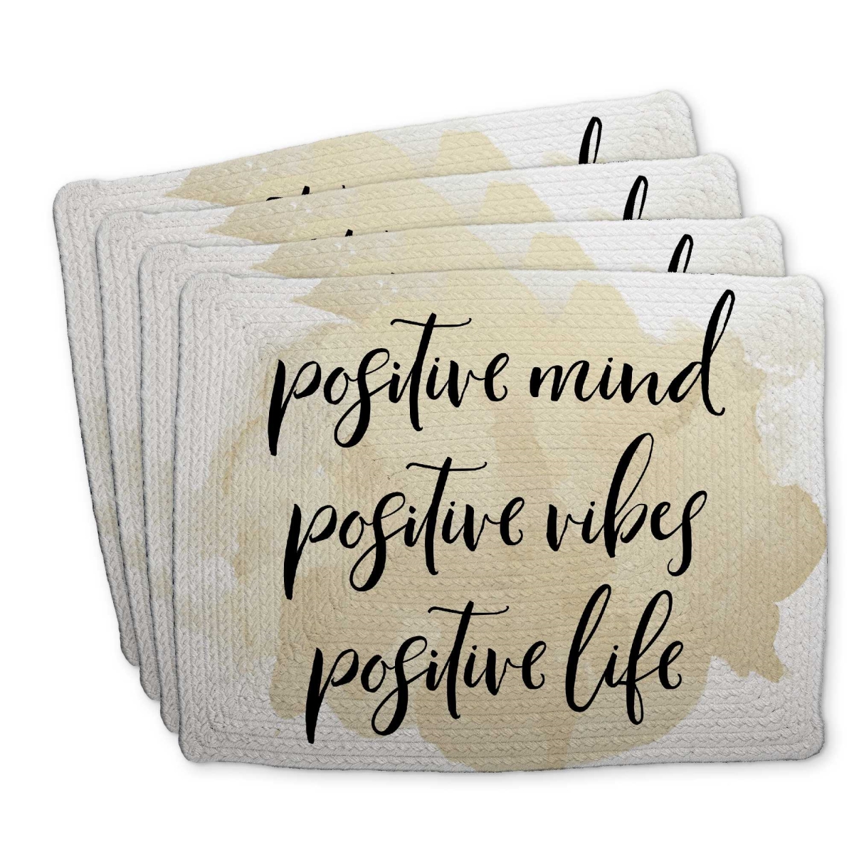 Picture of Begin Home Decor C4BP14185KD2HS 14 x 18 in. Positive Mind Positive Vibes Braided Polyester Placemat - Set of 4