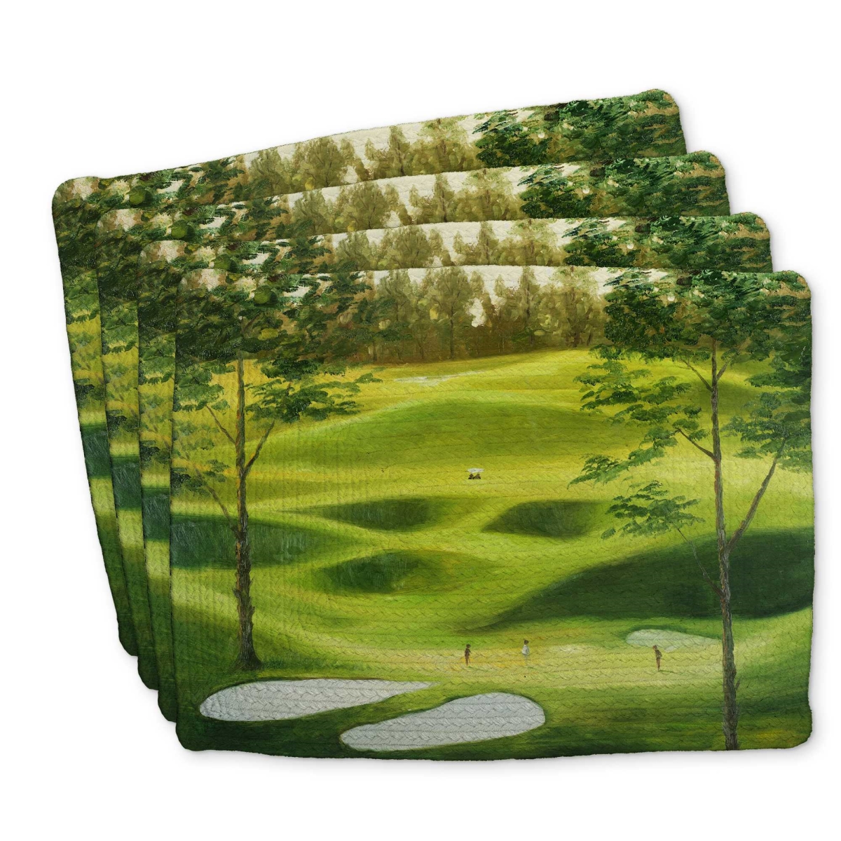 Picture of Begin Home Decor C4BP1418BWGE7V 14 x 18 in. Big Golf Course Braided Polyester Placemat for Home Decor - Set of 4