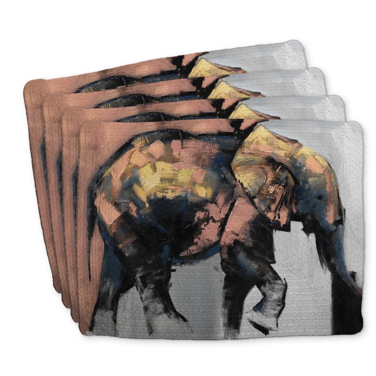 Picture of Begin Home Decor C4BP1418C4BPCW 14 x 18 in. Beautiful Elephant Braided Polyester Placemat - Home Decor - Set of 4
