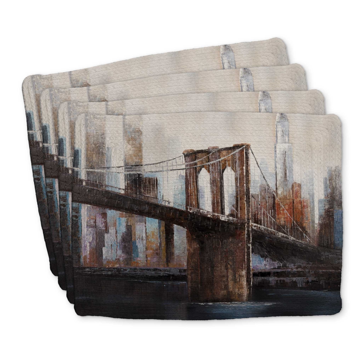 Picture of Begin Home Decor C4BP1418CT0B3V 14 x 18 in. Urban Brooklyn Bridge Braided Polyester Placemat - Set of 4