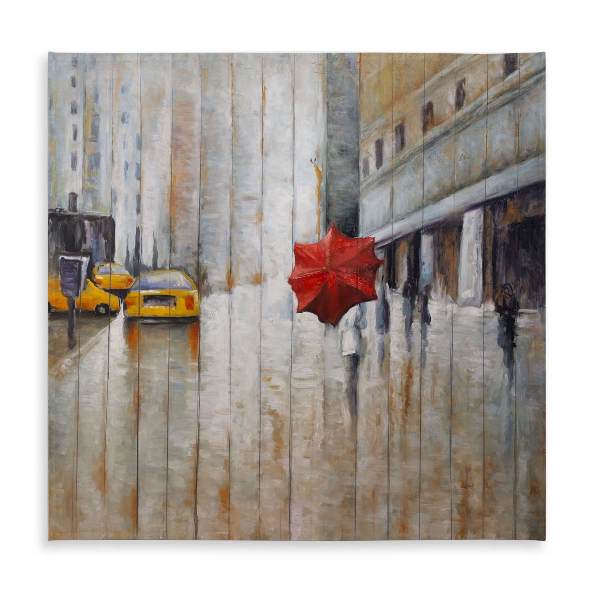 Picture of Begin Home Decor C1TC5858OL0G44 58 x 58 in. Red Umbrella in the Street Tablecloth - Scenic Indoor & Outdoor