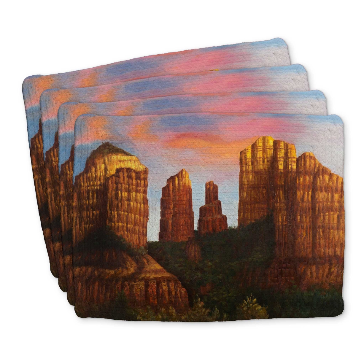 Picture of Begin Home Decor C4BP1418GXGBHZ 14 x 18 in. Cathedral Rock Arizona Braided Polyester Placemat - Decor - Set of 4