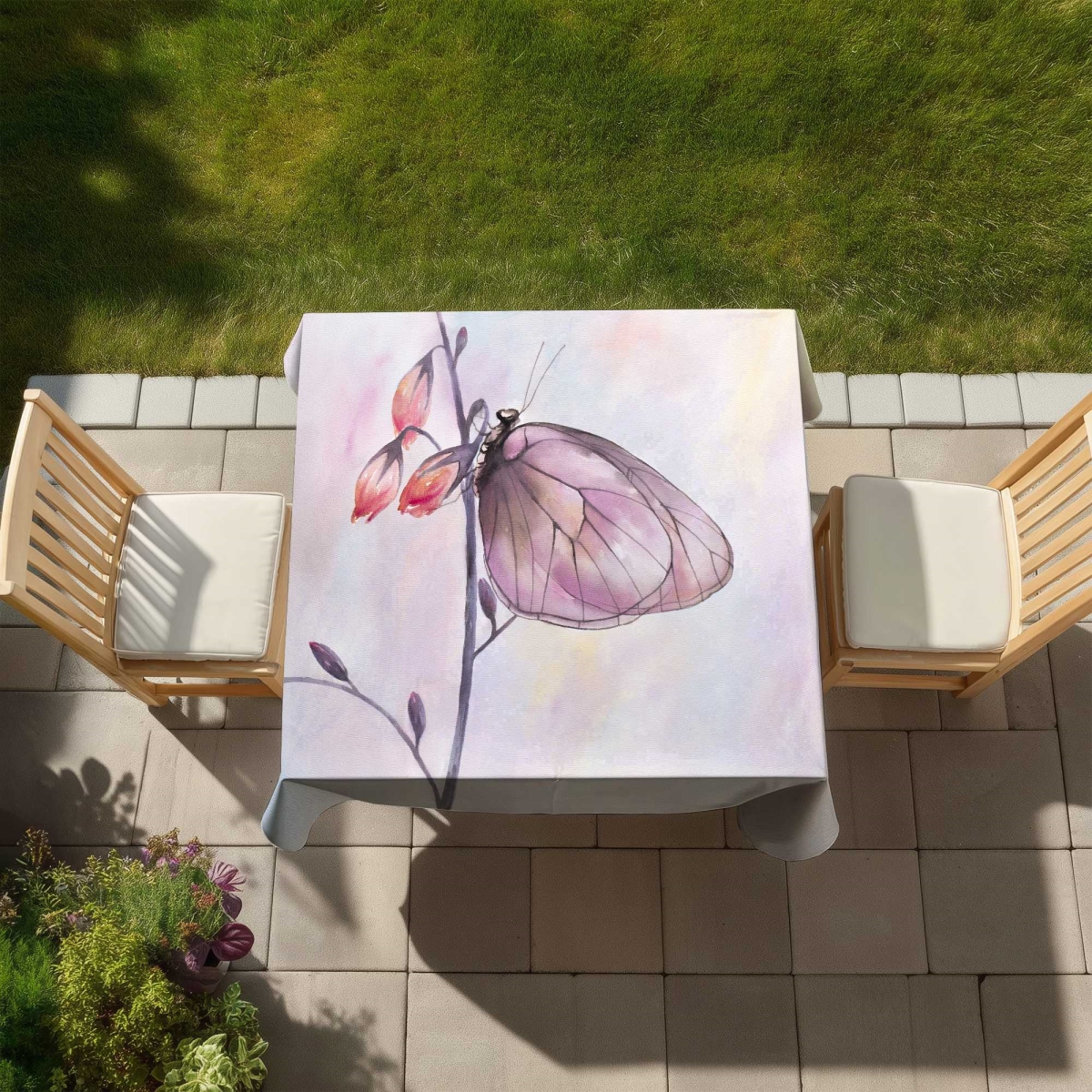 Picture of Begin Home Decor C1TC5858UAP39G 58 x 58 in. Delicate Butterfly Tablecloth - Indoor & Outdoor Home Decor