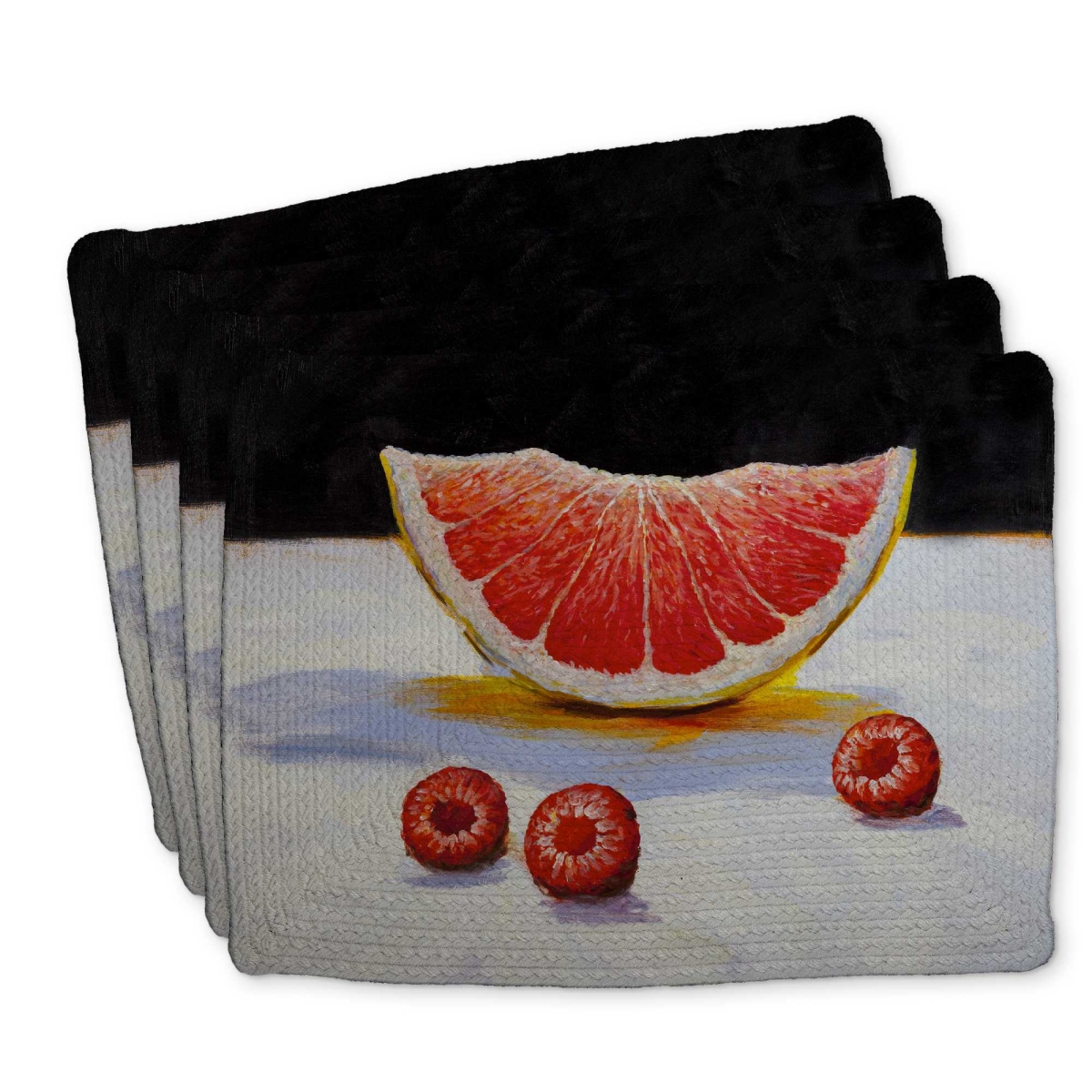 Picture of Begin Home Decor C4BP1418L11NCQ 14 x 18 in. Grapefruit Slice Braided Polyester Placemat - Home Decor - Set of 4