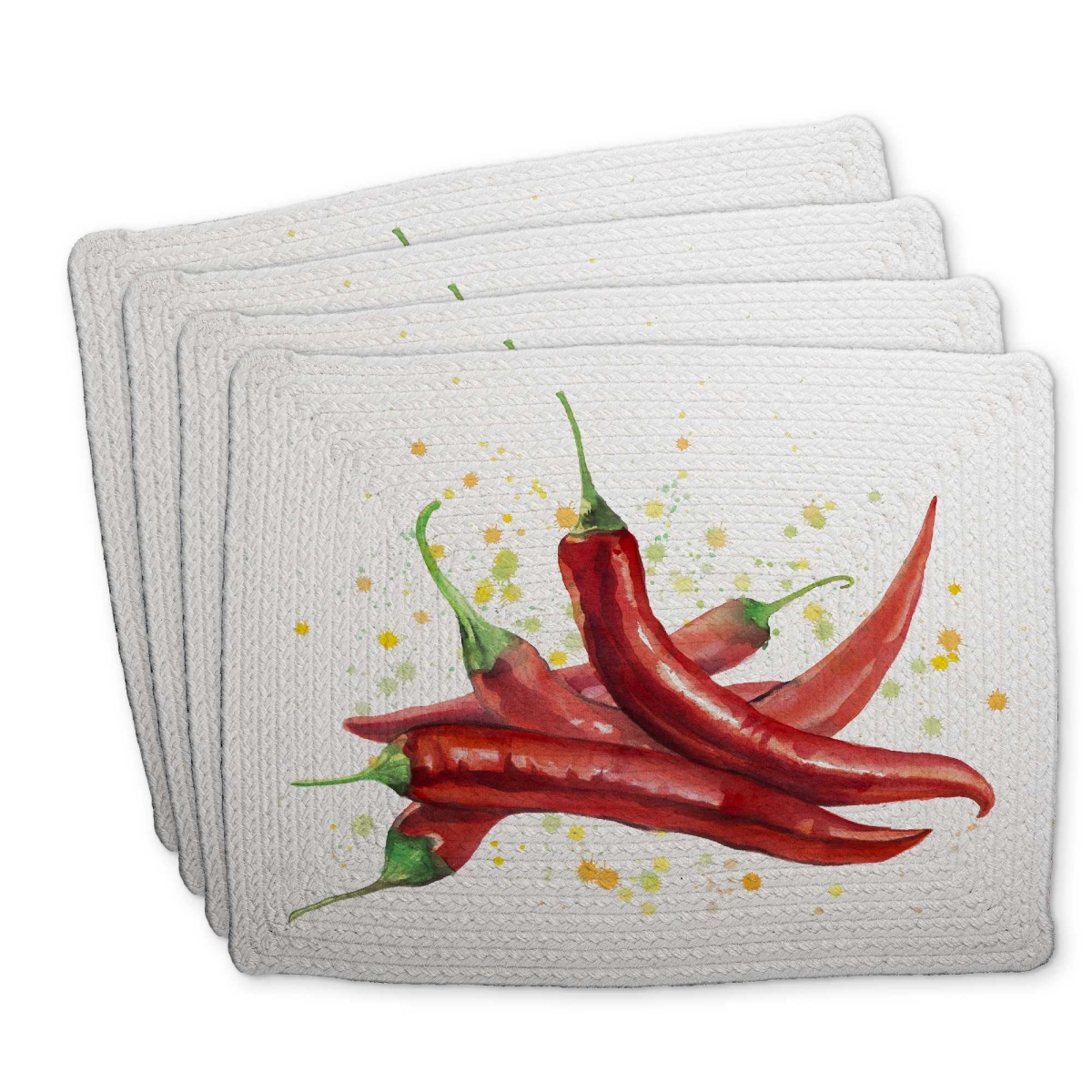 Picture of Begin Home Decor C4BP1418LVVN1R 14 x 18 in. Red Hot Peppers Braided Polyester Placemat - Home Decor - Set of 4