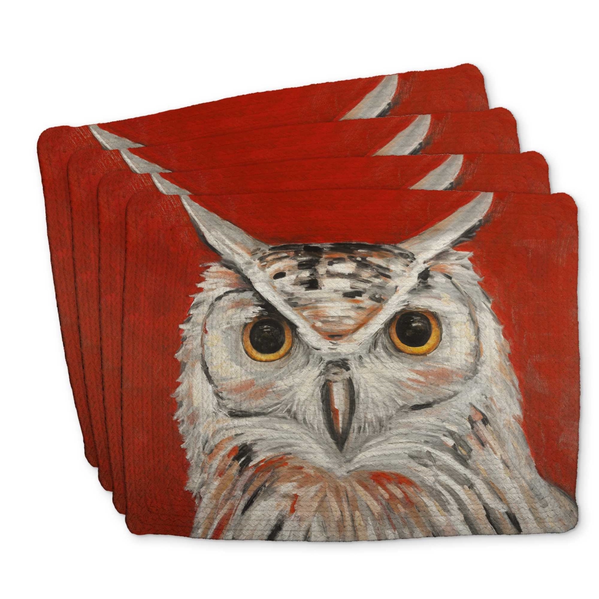 Picture of Begin Home Decor C4BP1418P0AYVE 14 x 18 in. Colorful Eagle Owl - Braided Polyester Placemat - Home Decor - Set of 4