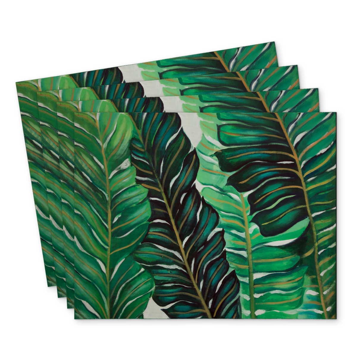 Picture of Begin Home Decor C4PP1418DUW4FX 14 x 18 in. Several Exotic Plant Leaves Polyester Placemat - Home Decor - Set of 4