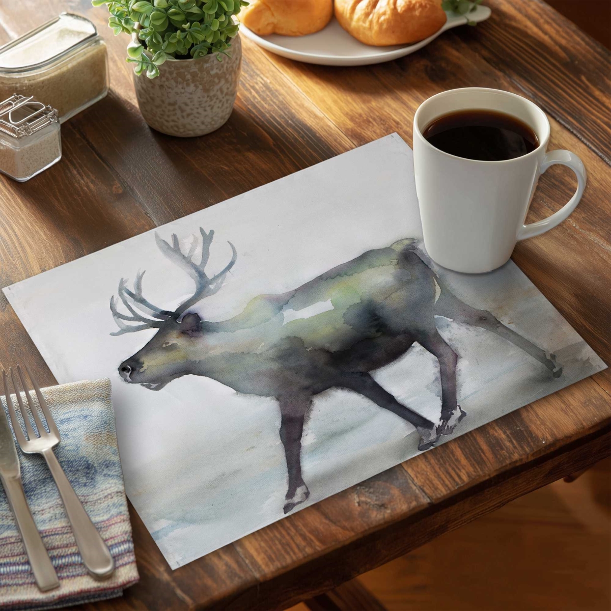 Picture of Begin Home Decor C4PP1418E39LA2 14 x 18 in. Caribou Polyester Placemat - Stylish Home Decor Accent - Set of 4