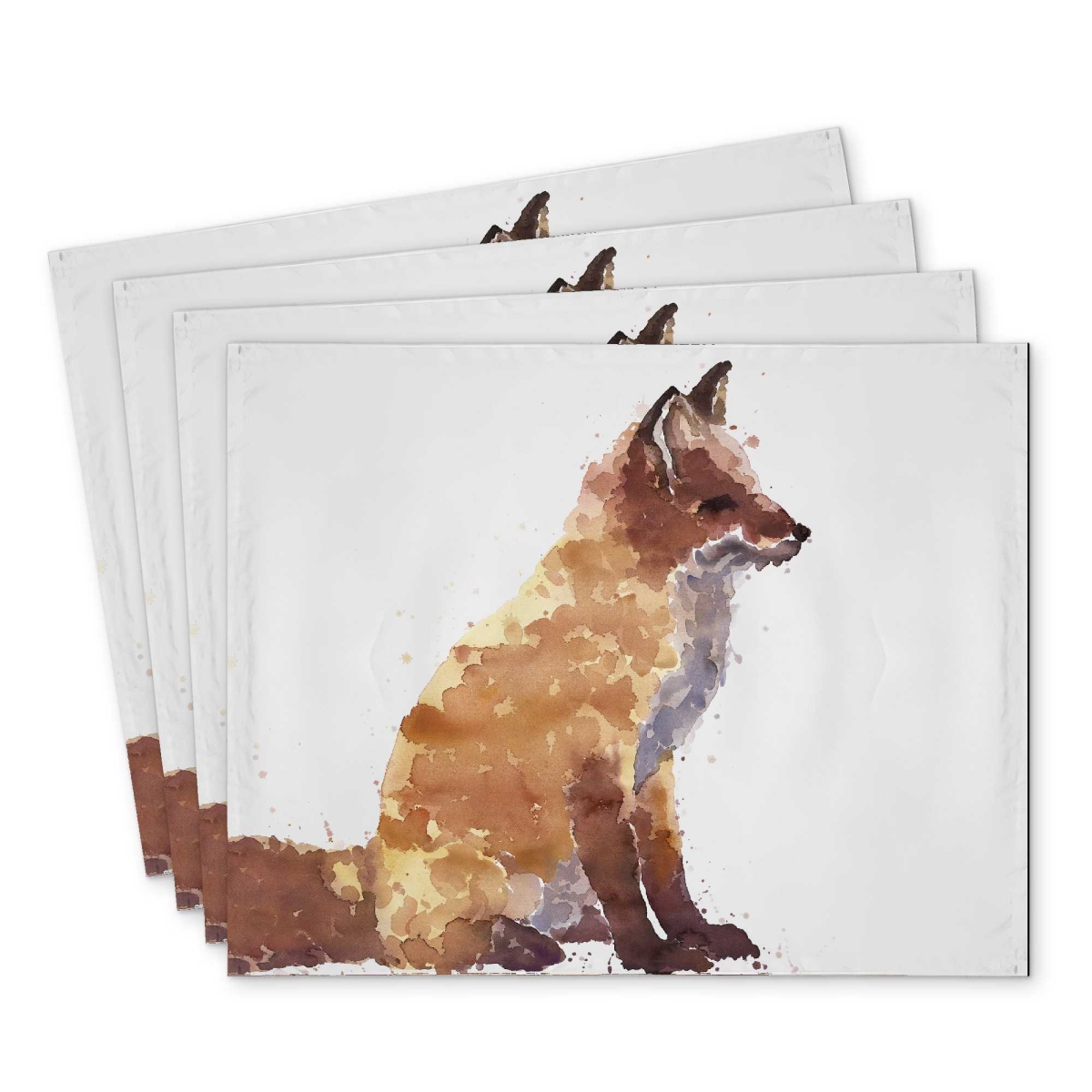 Picture of Begin Home Decor C4PP1418FCH63Q 14 x 18 in. Red Fox Polyester Placemat - Stylish Home Decor Accent - Set of 4