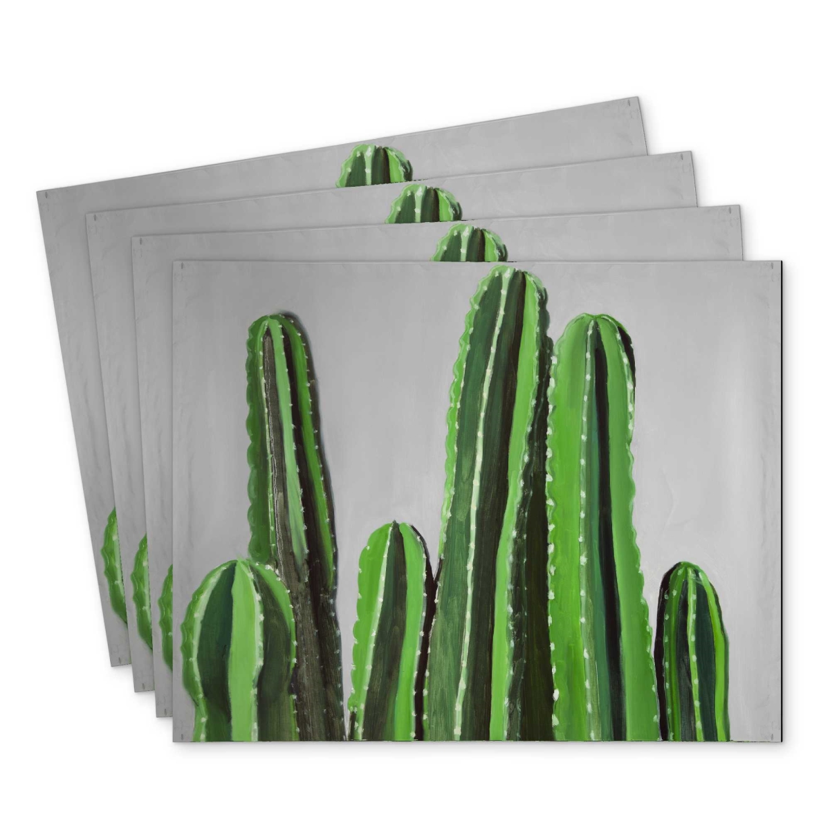 Picture of Begin Home Decor C4PP1418GP6G4U 14 x 18 in. Cactus Candles - Polyester Placemats for Stylish Home Decor - Set of 4