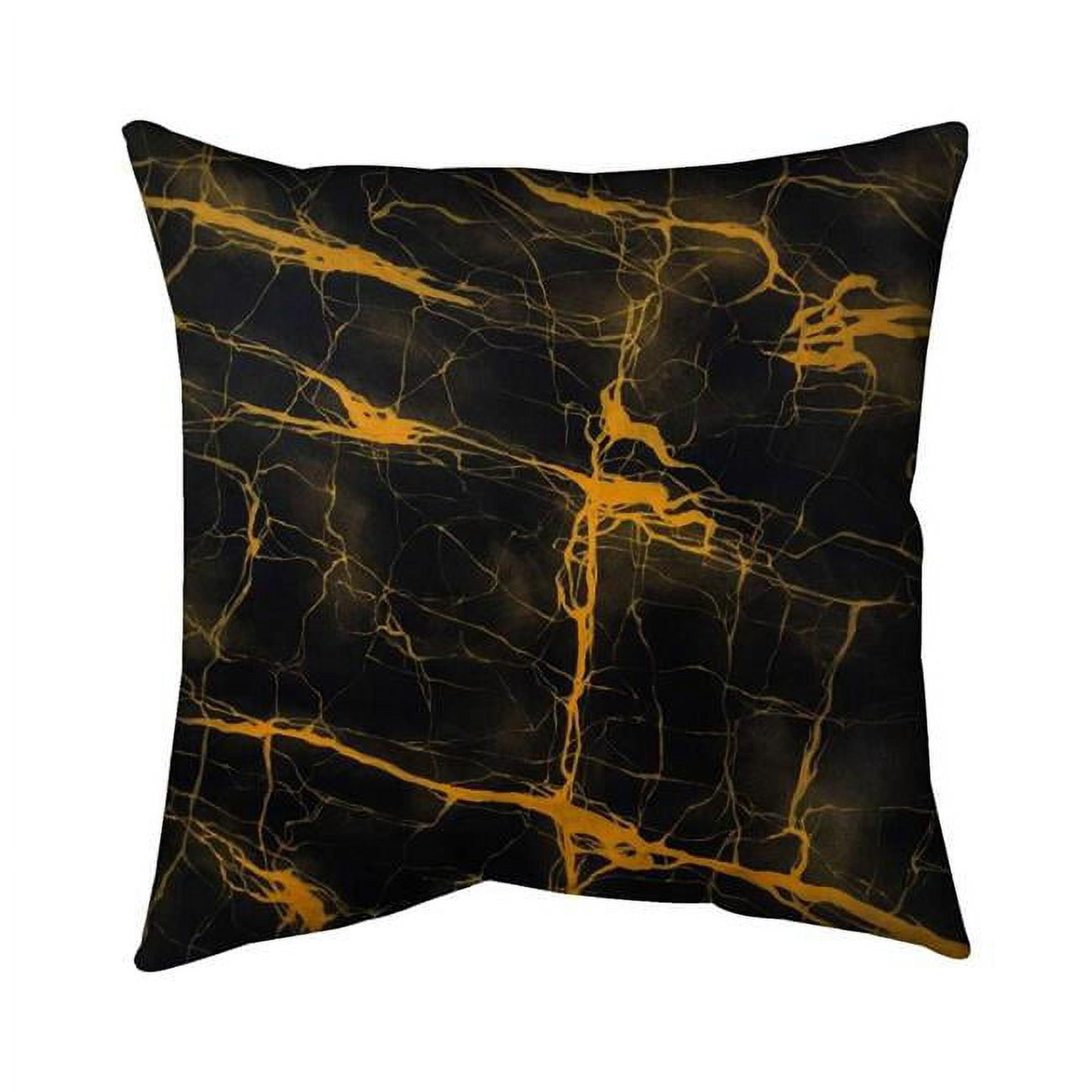 Picture of Begin Home Decor 5542-1616-AB55 16 x 16 in. Black & Gold Marble Texture-Double Sided Print Outdoor Pillow Cover