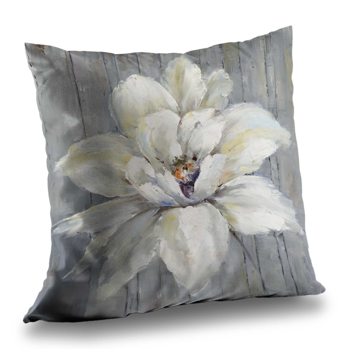 C1PC1414V84OLZ 14 x 14 in. White Flower on Wood - Floral Poly Twill Throw