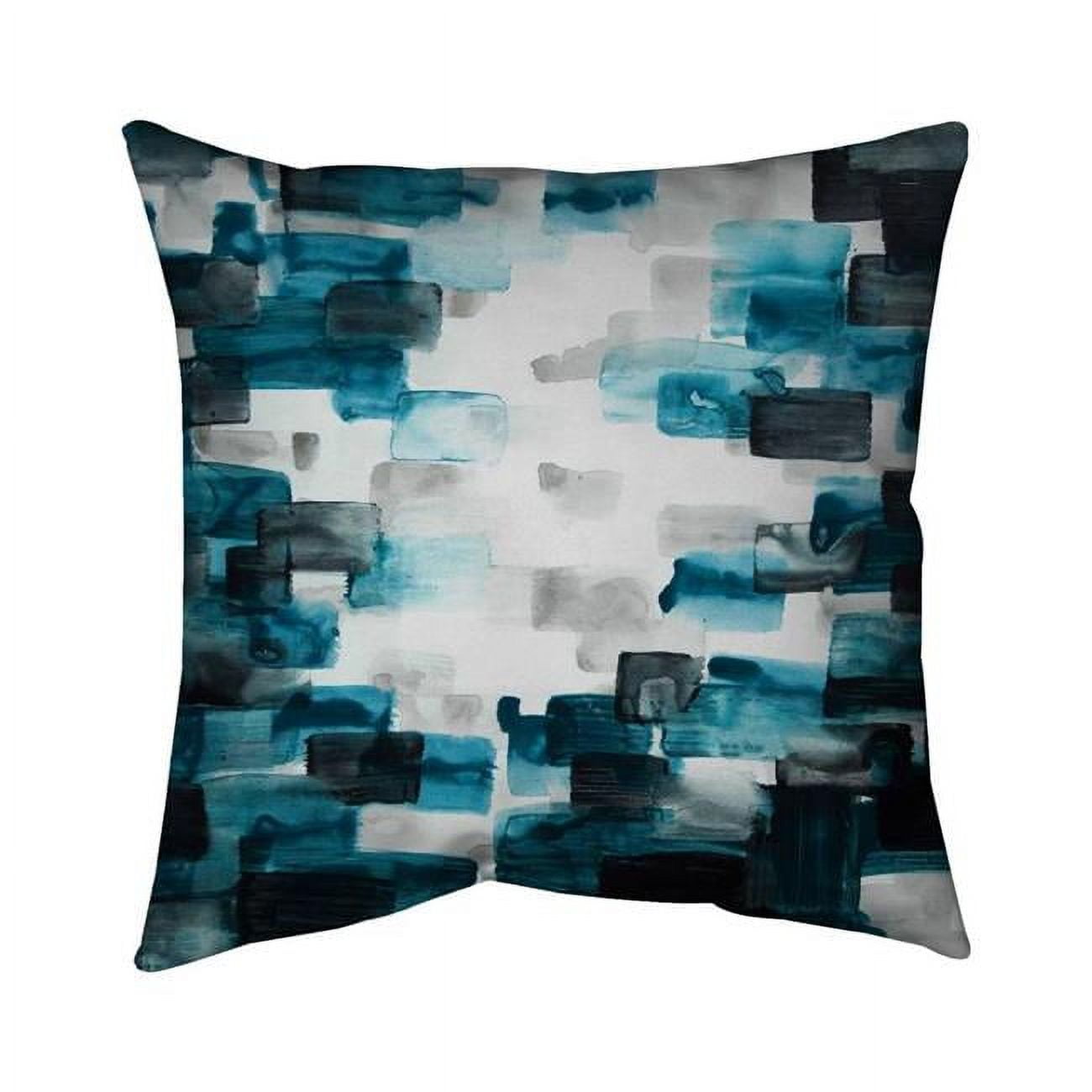 Picture of Begin Home Decor 5542-1616-AB56 16 x 16 in. Turquoise & Grey Squares-Double Sided Print Outdoor Pillow Cover