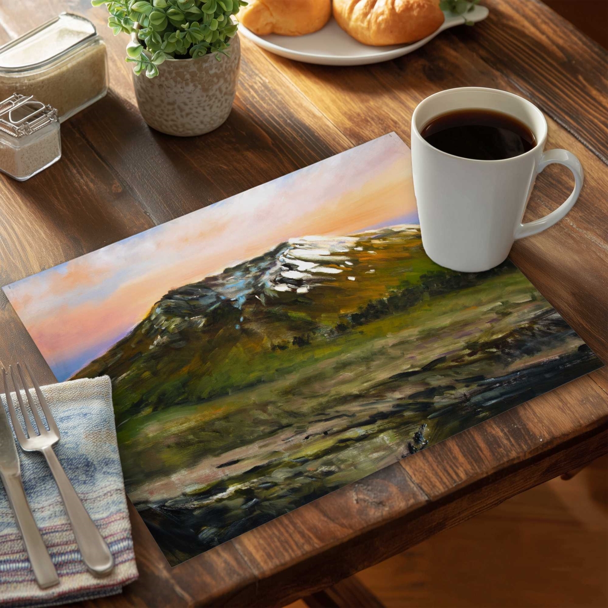 Picture of Begin Home Decor C4PP1418J1FMVI 14 x 18 in. Mountainous View Polyester Placemat - Home Decor Accent - Set of 4