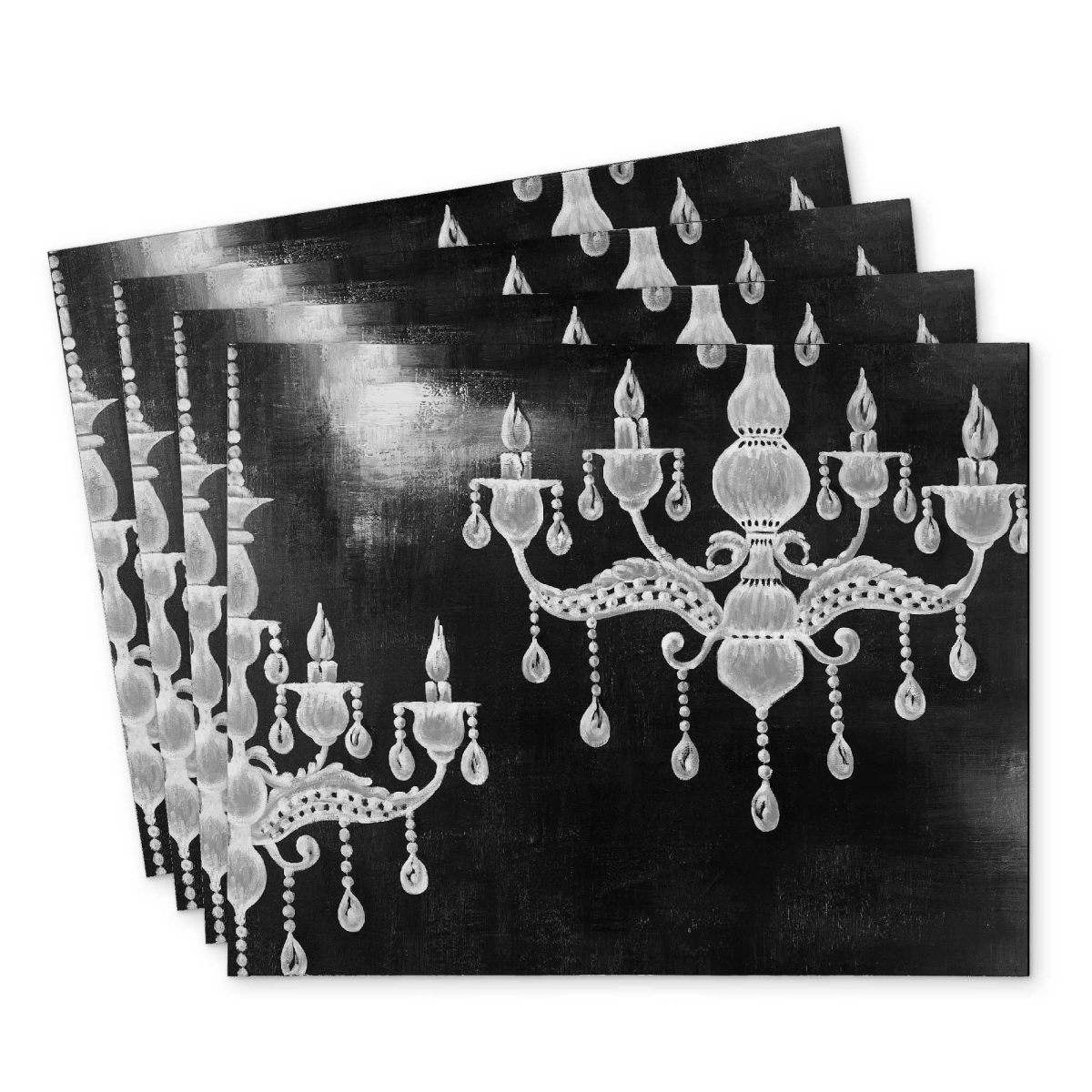 Picture of Begin Home Decor C4PP1418JOGPYO 14 x 18 in. White Chandeliers Polyester Placemat - Stylish - Set of 4