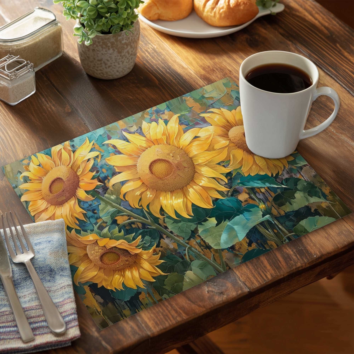 Picture of Begin Home Decor C4PP1418KB4MJ8 14 x 18 in. Look at the Sun - Polyester Placemat for Home Decor - Set of 4
