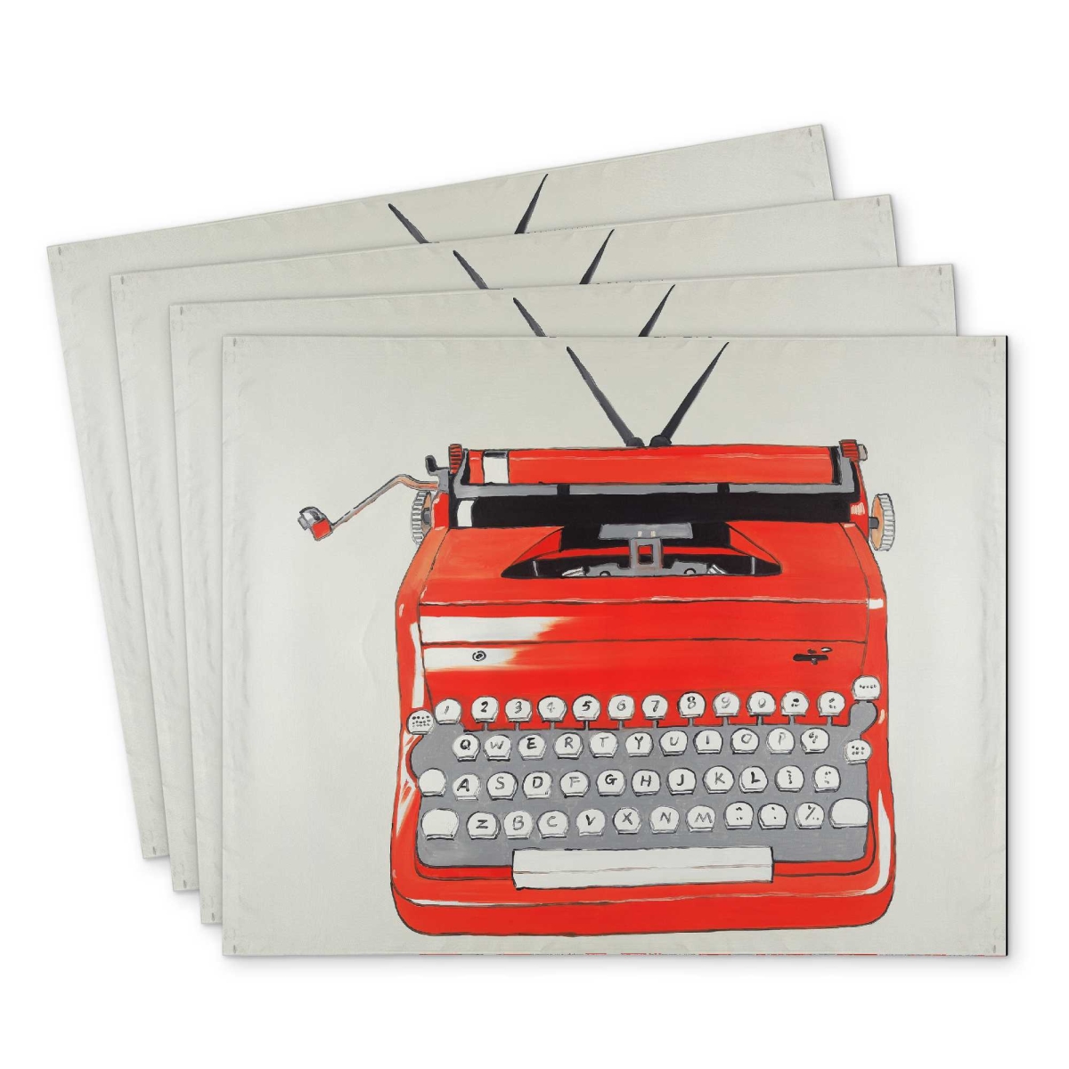 Picture of Begin Home Decor C4PP1418KDN9AB 14 x 18 in. Red Typewriter Machine Polyester Placemat - Home Decor - Set of 4