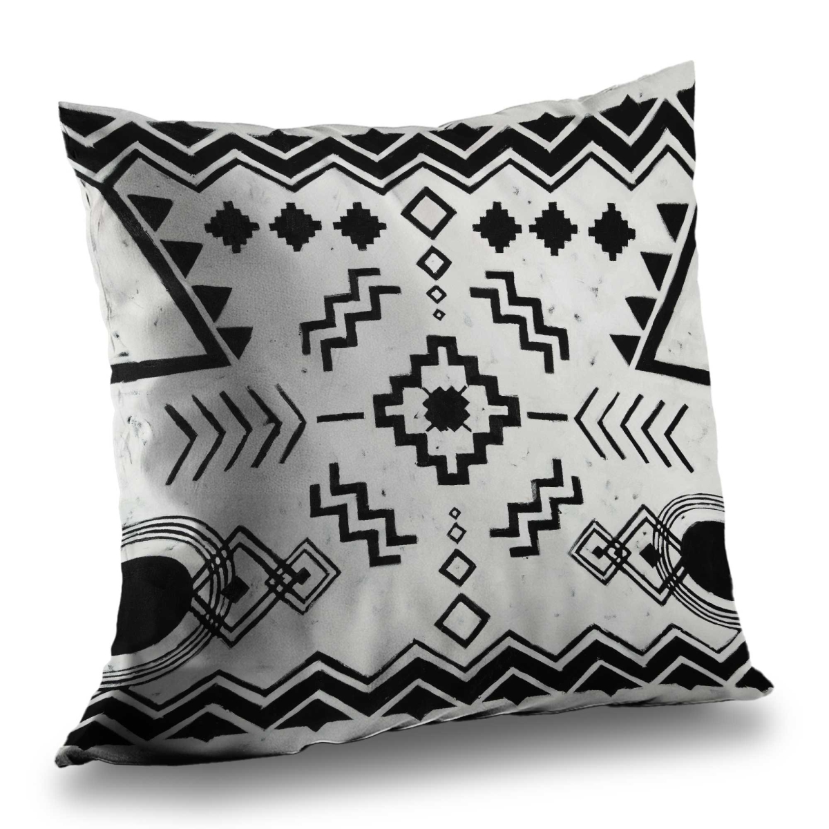 C1PC1414X8BZ7A 14 x 14 in. Ethnic Patterns Poly Twill Throw - Black White Home Decor