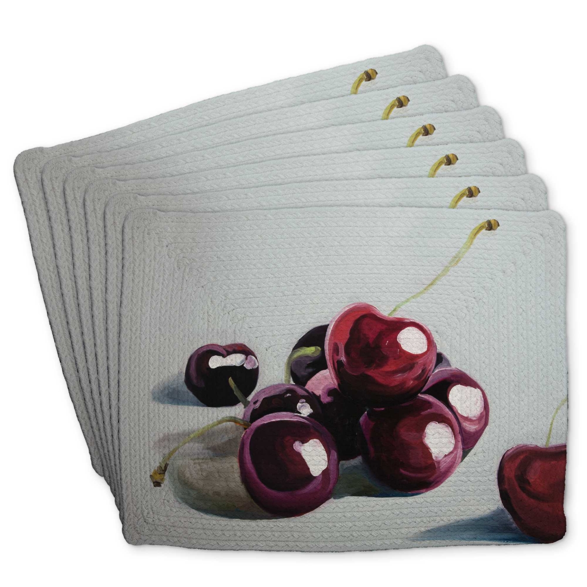 Picture of Begin Home Decor C6BP1418LCGA3T 14 x 18 in. Glossy Dark Cherries Braided Polyester Placemat - Set of 6
