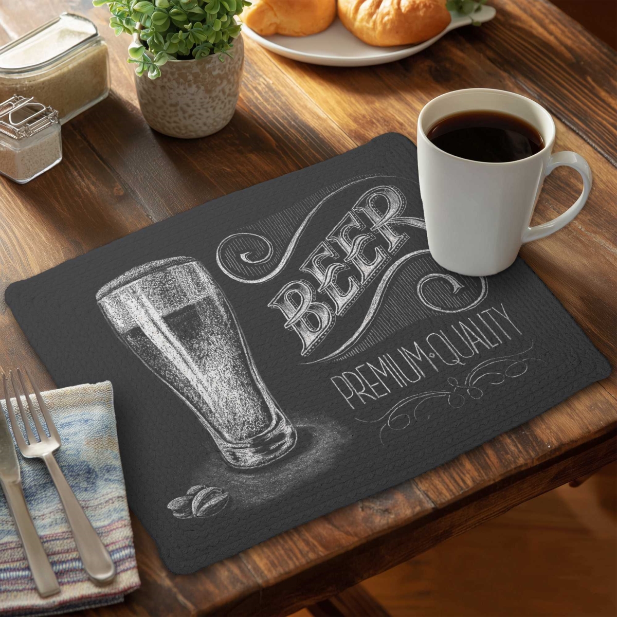 Picture of Begin Home Decor C6BP1418MZ961X 14 x 18 in. Vintage Beer Signboard - Braided Polyester Placemat - Set of 6