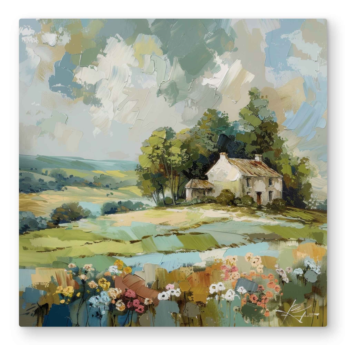 C1MP3232P5OSBB 32 x 32 in. The Landmark - Blue Metal Print Wall Art for Home Decor - Unique Art