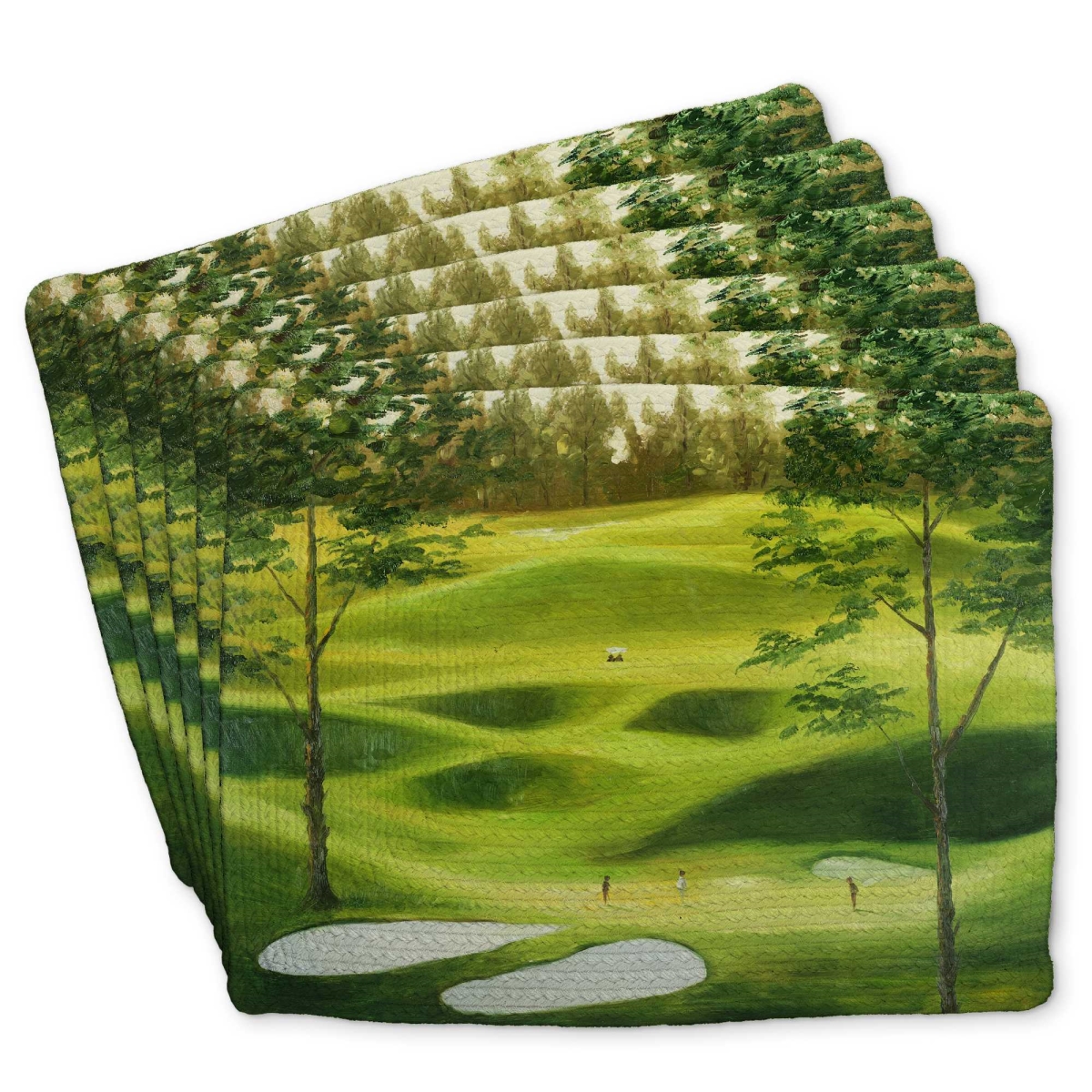 Picture of Begin Home Decor C6BP1418TNM5DD 14 x 18 in. Big Golf Course Braided Polyester Placemat - Home Decor - Set of 6