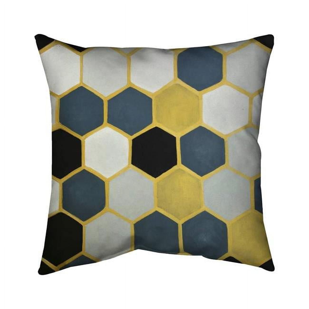 Picture of Begin Home Decor 5542-1616-AB61 16 x 16 in. Blue & Gold Cells-Double Sided Print Outdoor Pillow Cover