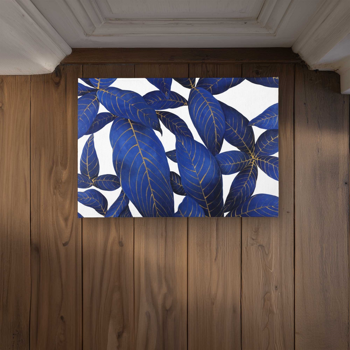 CODM17249SWPRY 17 x 24 in. Abstract Modern Blue Leaves Door Mat - Exotic Home Decor