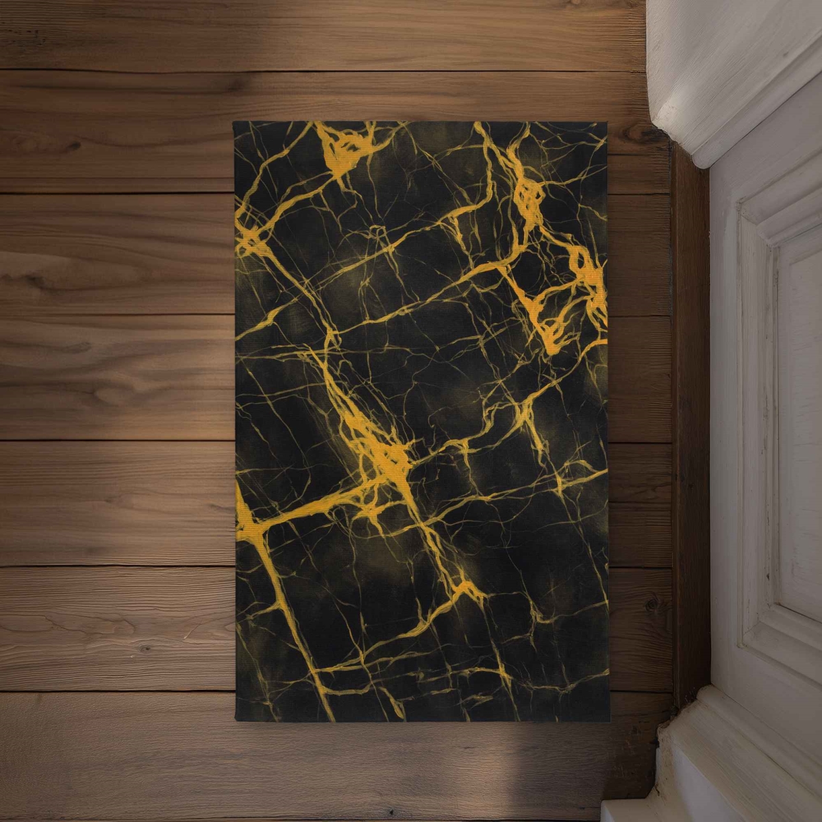 CODM2134C3NUNS 21 x 34 in. Black & Gold Marble Livingroom Pattern Door Mat - Decor
