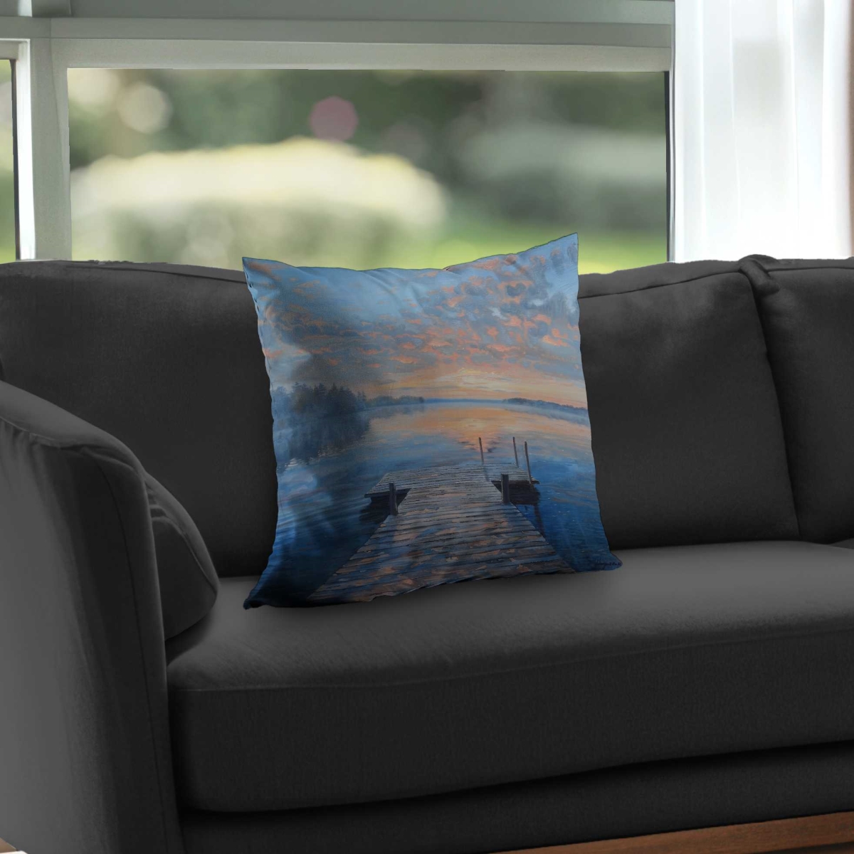 C1PC18180X49W3 18 x 18 in. Calm Dock - White Poly Twill Throw for Home Decor