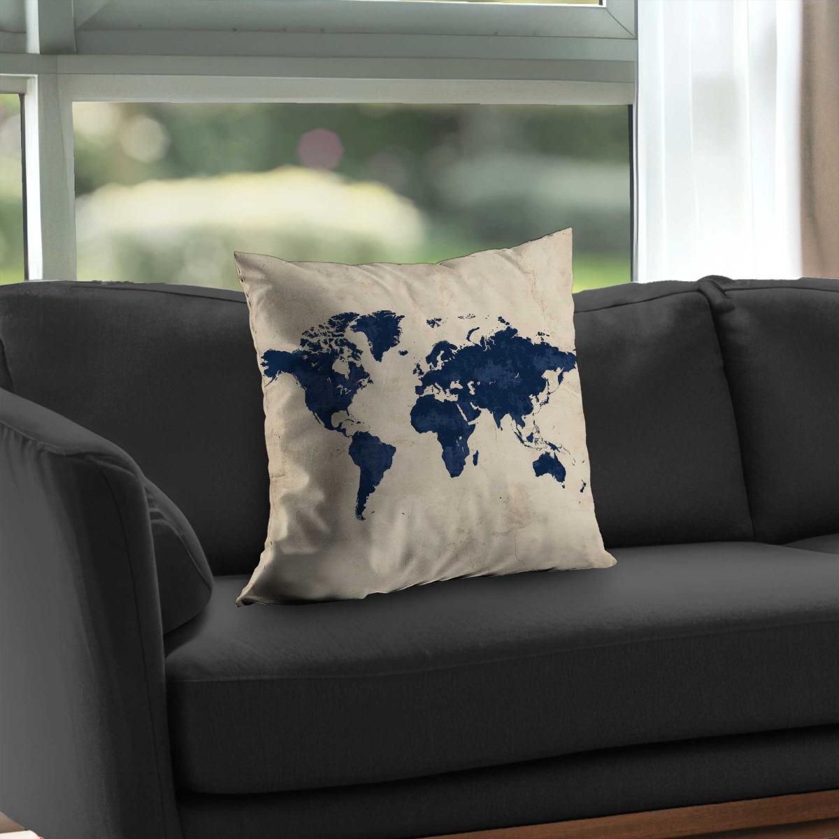 C1PC2020LAPCCX 20 x 20 in. Blue Earth White Poly Twill Throw - Stylish Home Decor