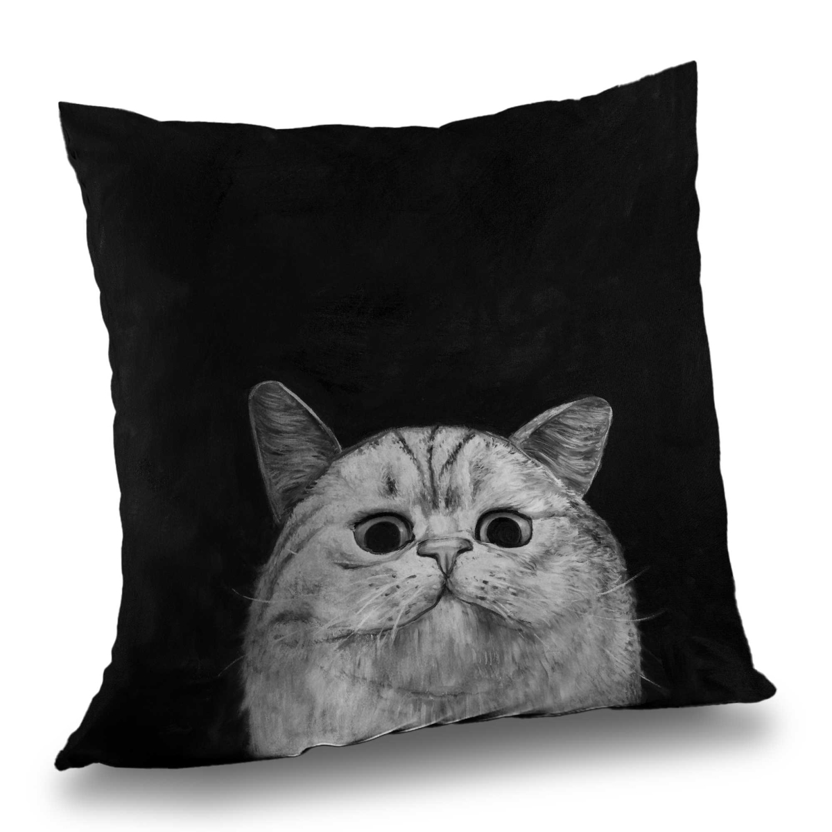 C1PC1414KS27PN 14 x 14 in. Watching Cat Gray Animals Poly Twill Throw for Home Decor