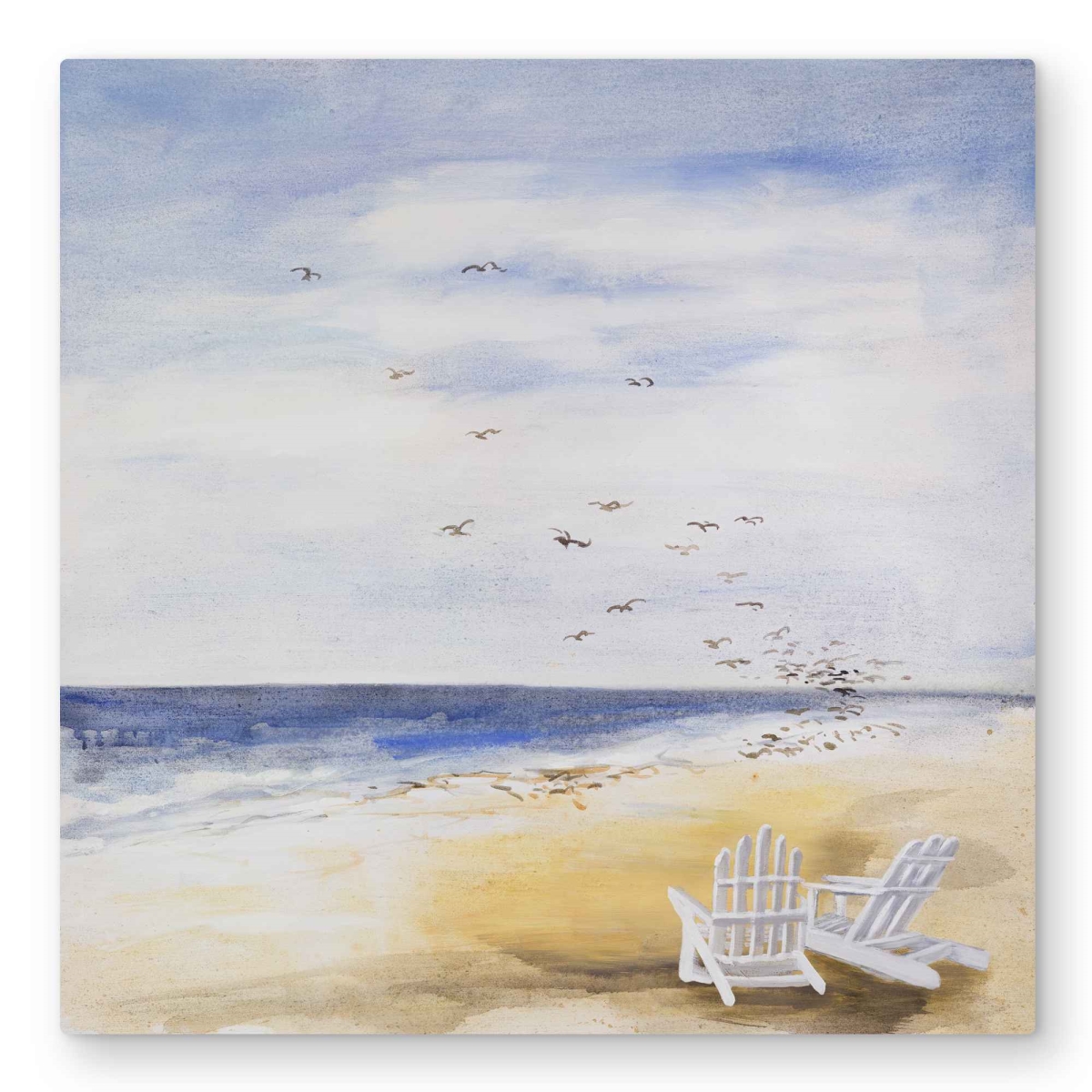 C1MP3232376AER 32 x 32 in. Day at the Beach - White Waves Metal Print Wall Art for Home Decor