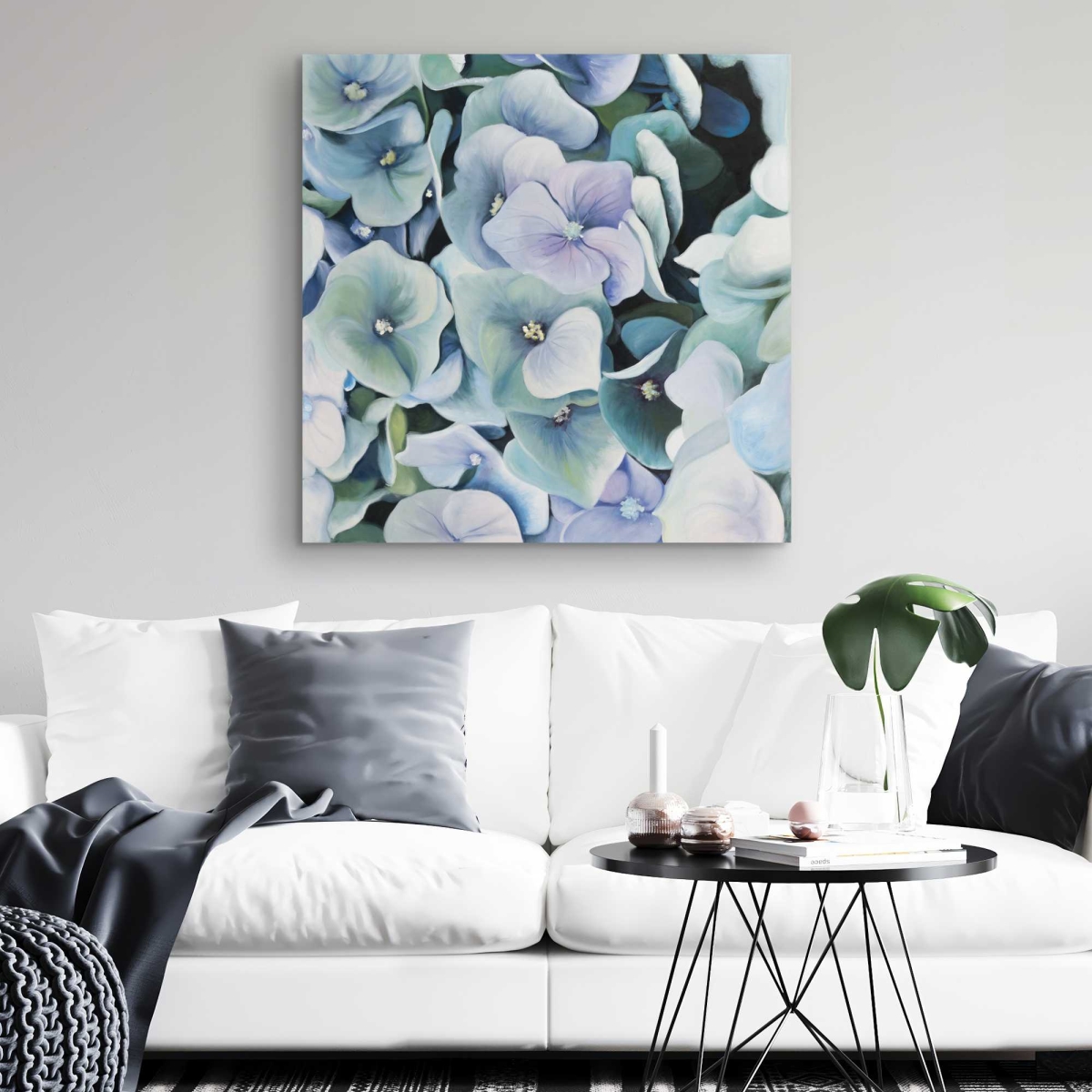 C1RC3232P08DUI 32 x 32 in. Hydrangea Plant - Rustic Canvas Flower Home Decor Art