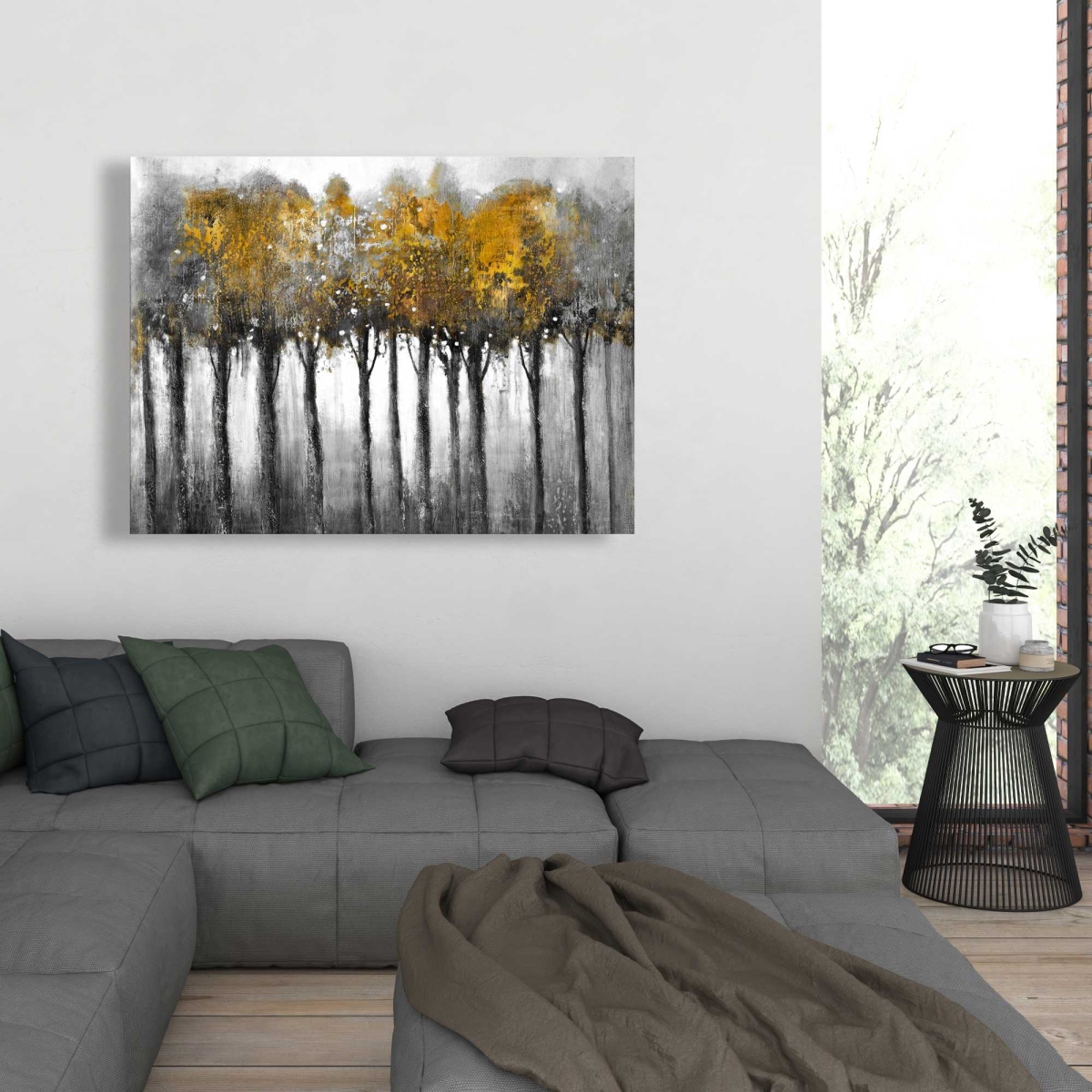 C1RC3648GV8E9L 36 x 48 in. Illuminated Forest - Yellow Trees Canvas for Home Decor