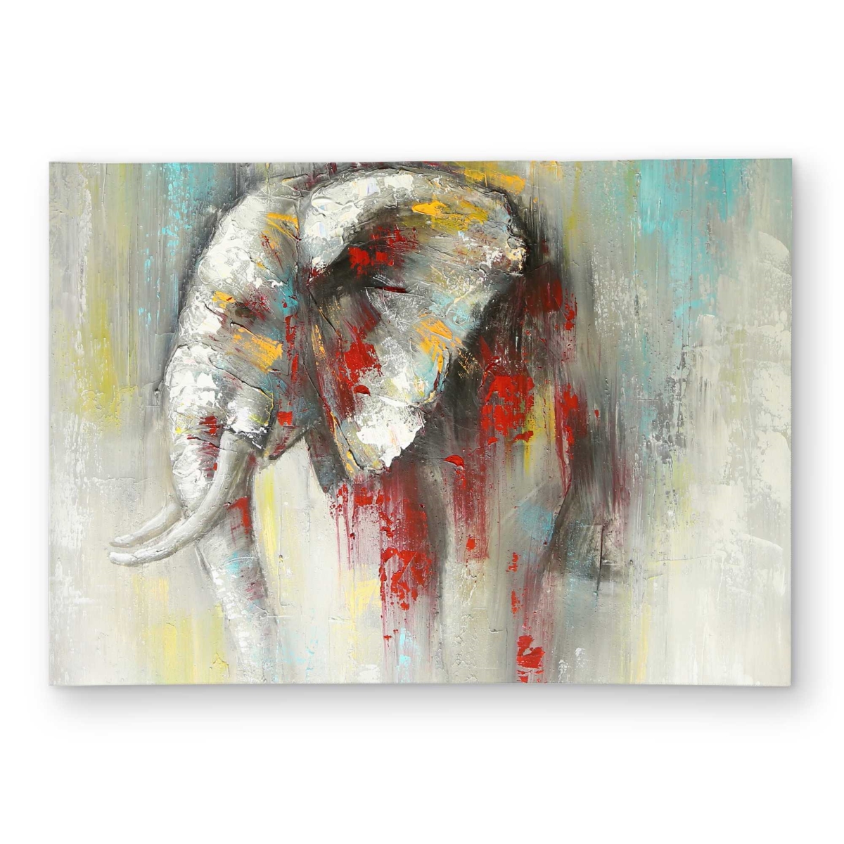 C1ROAR5763BUE6 5 x 7 ft. Abstract Paint Splash Elephant - Turquoise Outdoor Rectangle Area Rug
