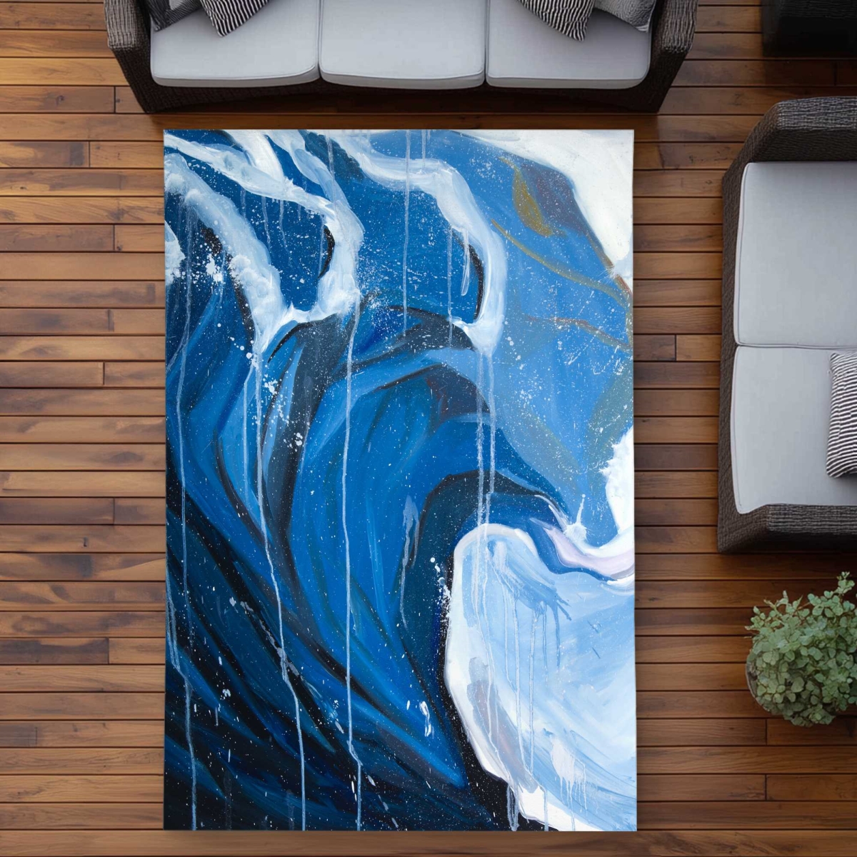 C1ROAR57VNUY43 5 x 7 ft. Abstract Wave in Motion - Bathroom Sea Outdoor Rectangle Area Rug
