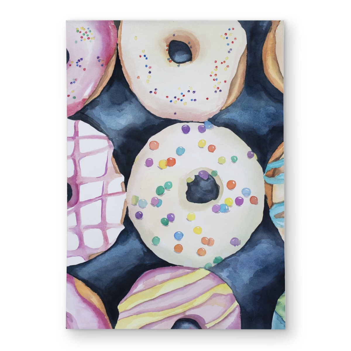 C1ROAR57XRMM5X 5 x 7 ft. Watercolor Delicious Looking Doughnuts Rectangle Area Rug - Pink Outdoor