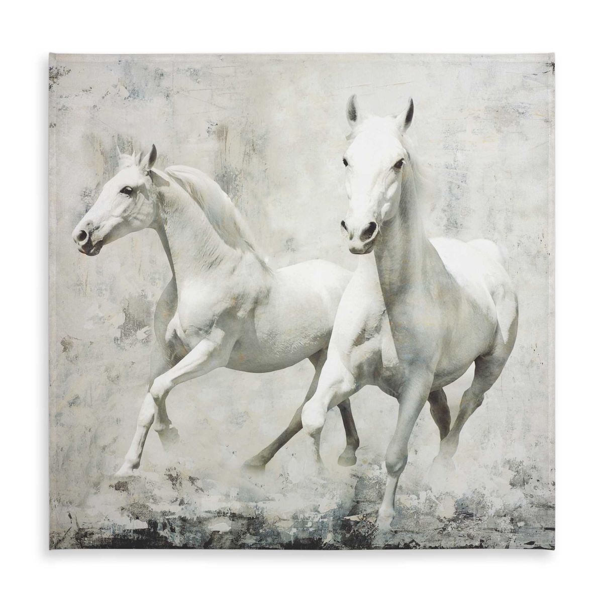 Picture of Begin Home Decor C1TC58585GJU3A 58 x 58 in. Two White Horse Running Tablecloth - Western Home Decor