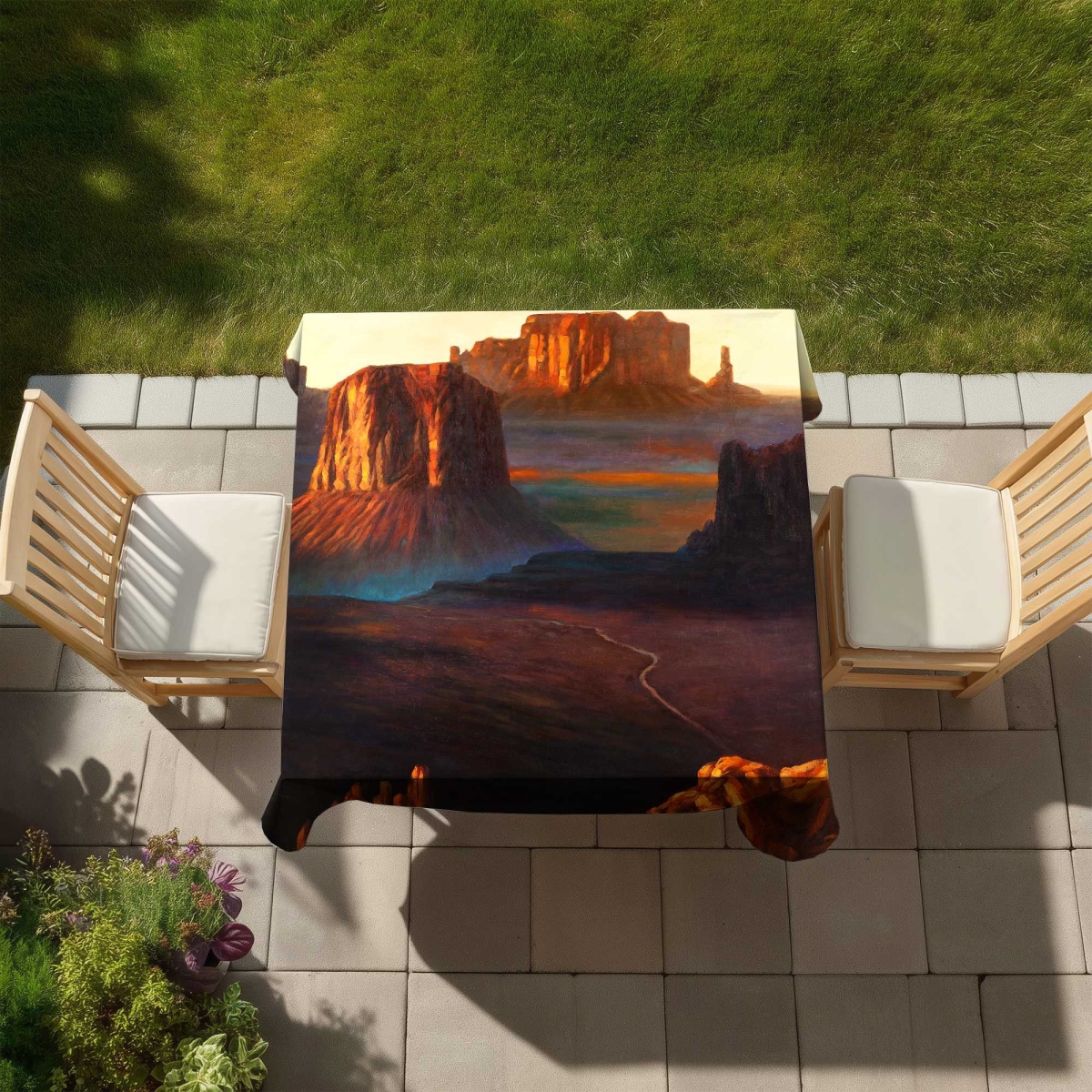 Picture of Begin Home Decor C1TC5858BA5B6A 58 x 58 in. Monument Valley Tribal Park Tablecloth - Modern Landscapes