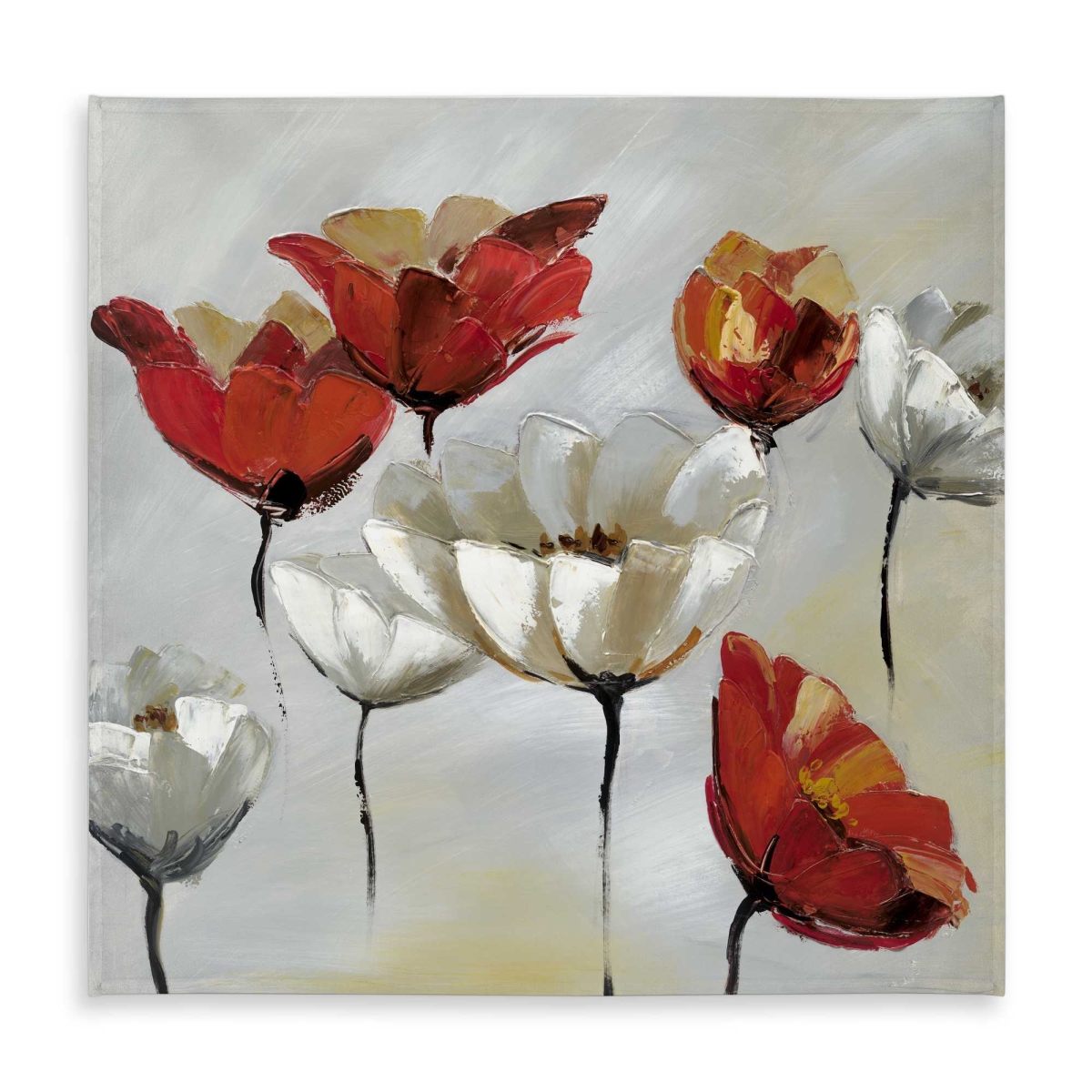 Picture of Begin Home Decor C1TC5858FRH7UQ 58 x 58 in. Abstract Red & White Flowers Tablecloth - Romantic Decor